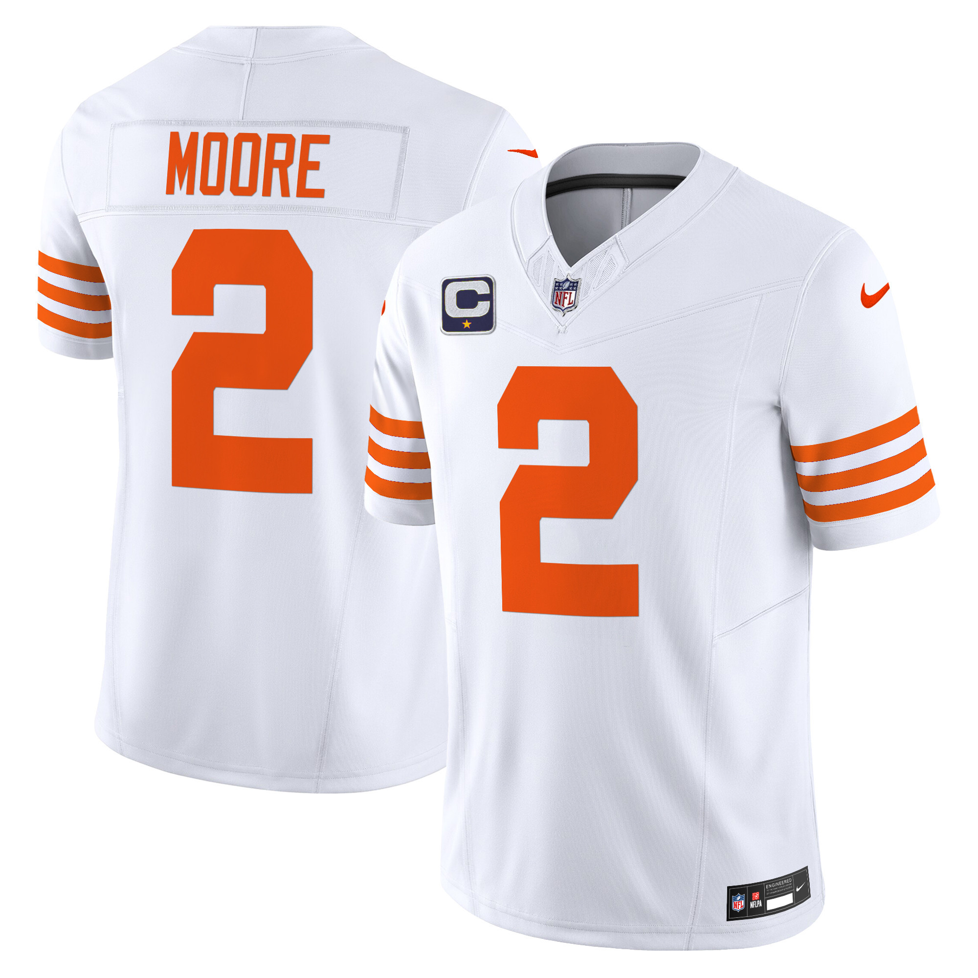 Men's D.J. Moore Chicago Bears Throwback Vapor Limited White Jersey - All Stitched