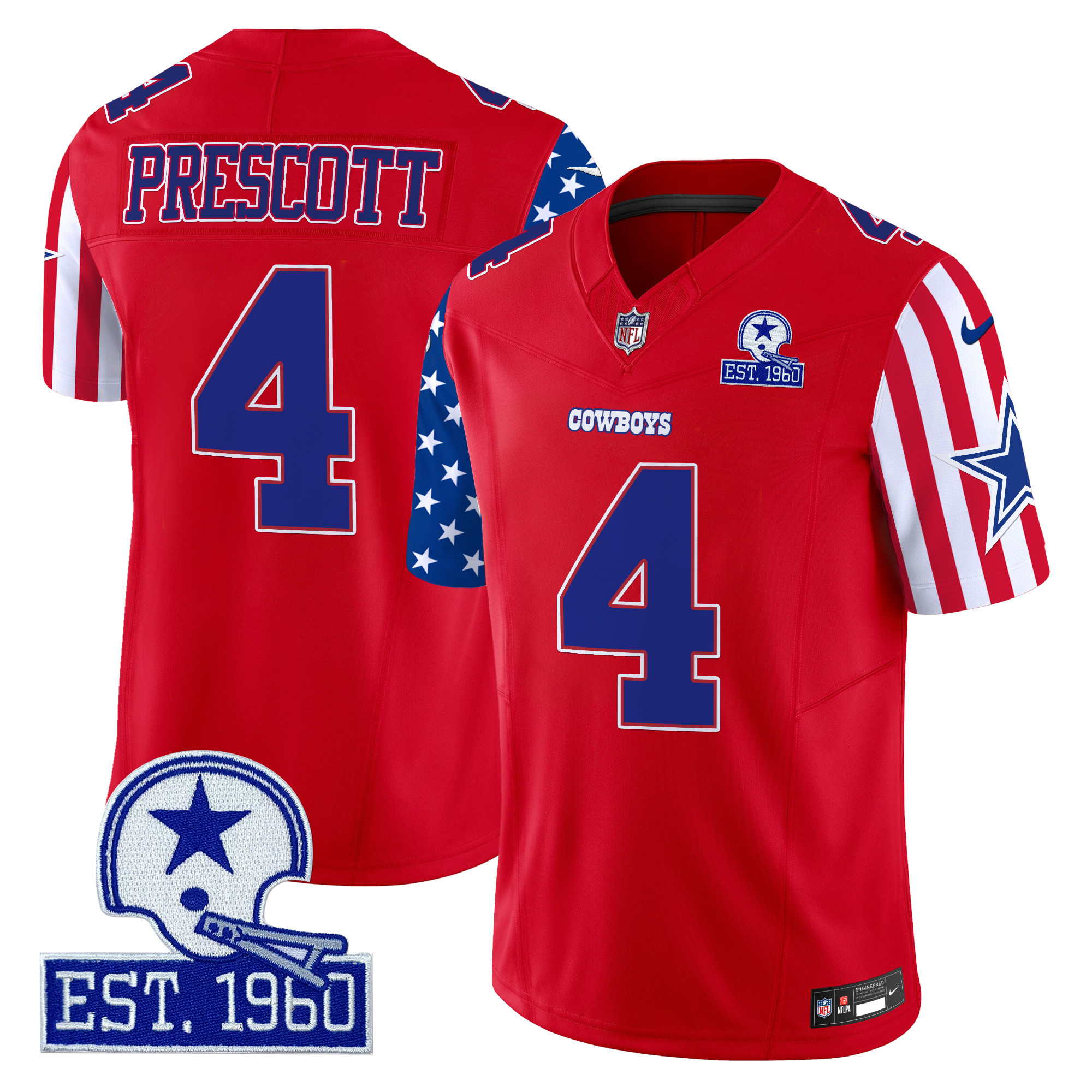 Men's Dak Prescott Dallas Cowboys American Style Vapor Limited Red Jersey - All Stitched