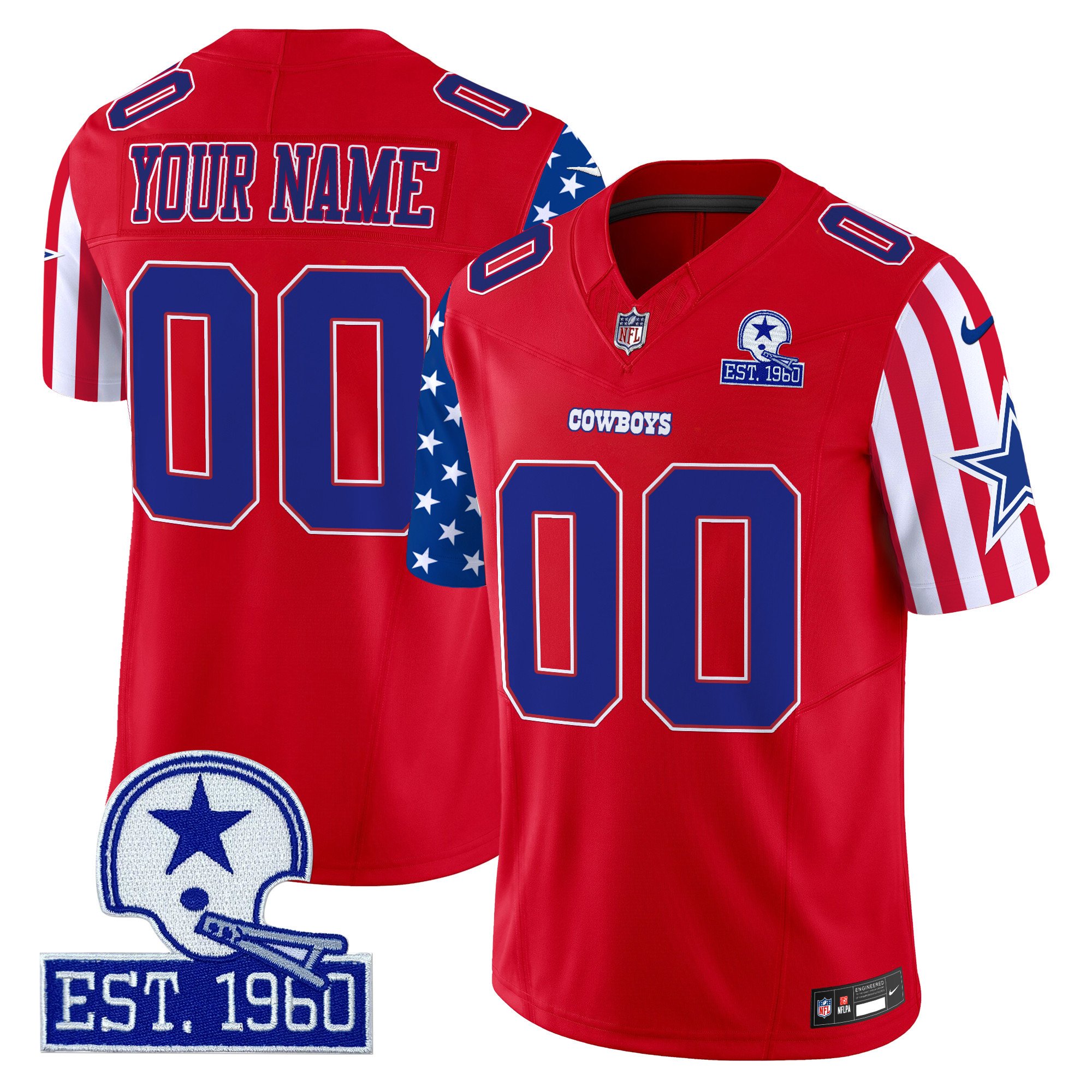Men's Dallas Cowboys American Style Vapor Limited Custom Red Jersey - All Stitched