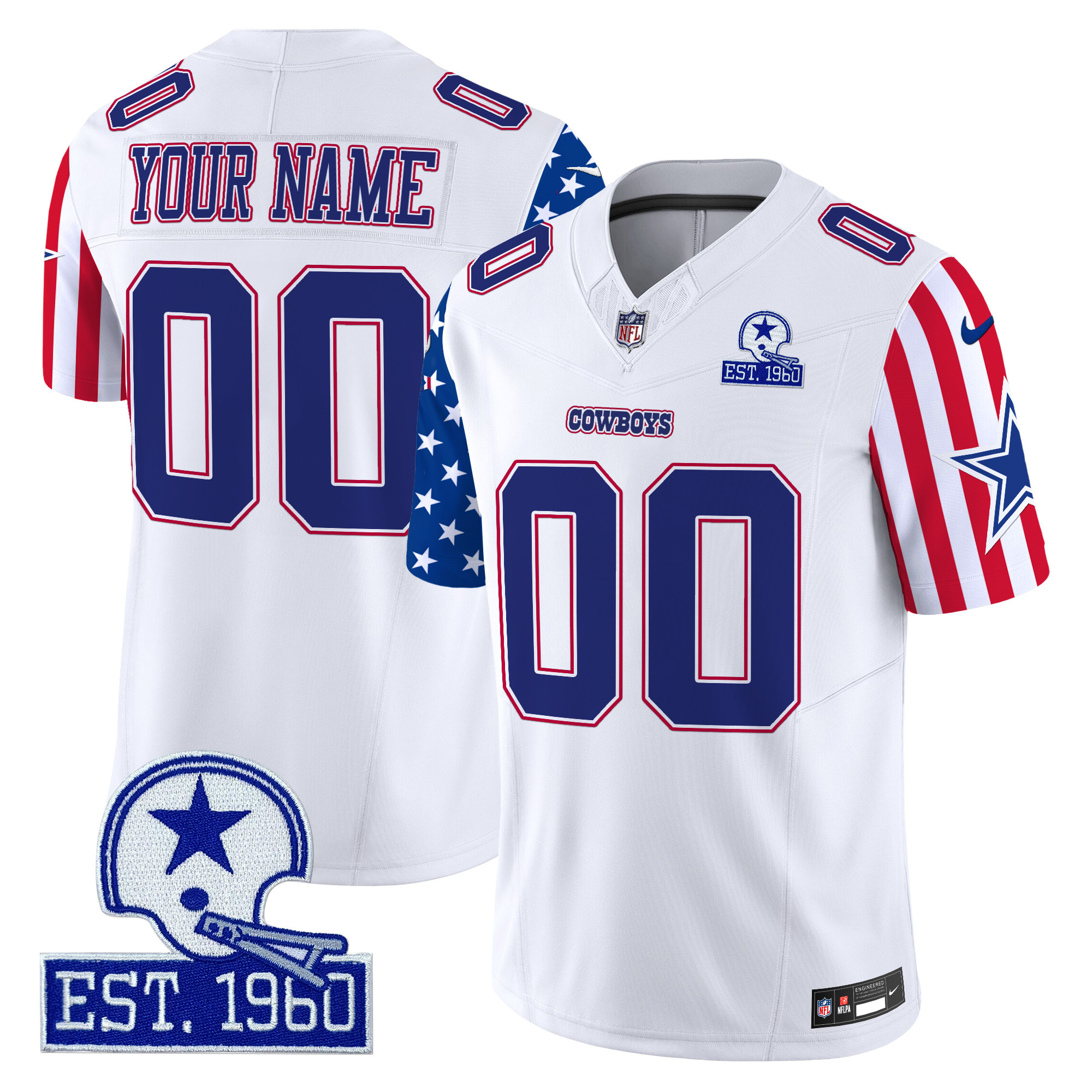 Men's Dallas Cowboys American Style Vapor Limited Custom White Jersey - All Stitched