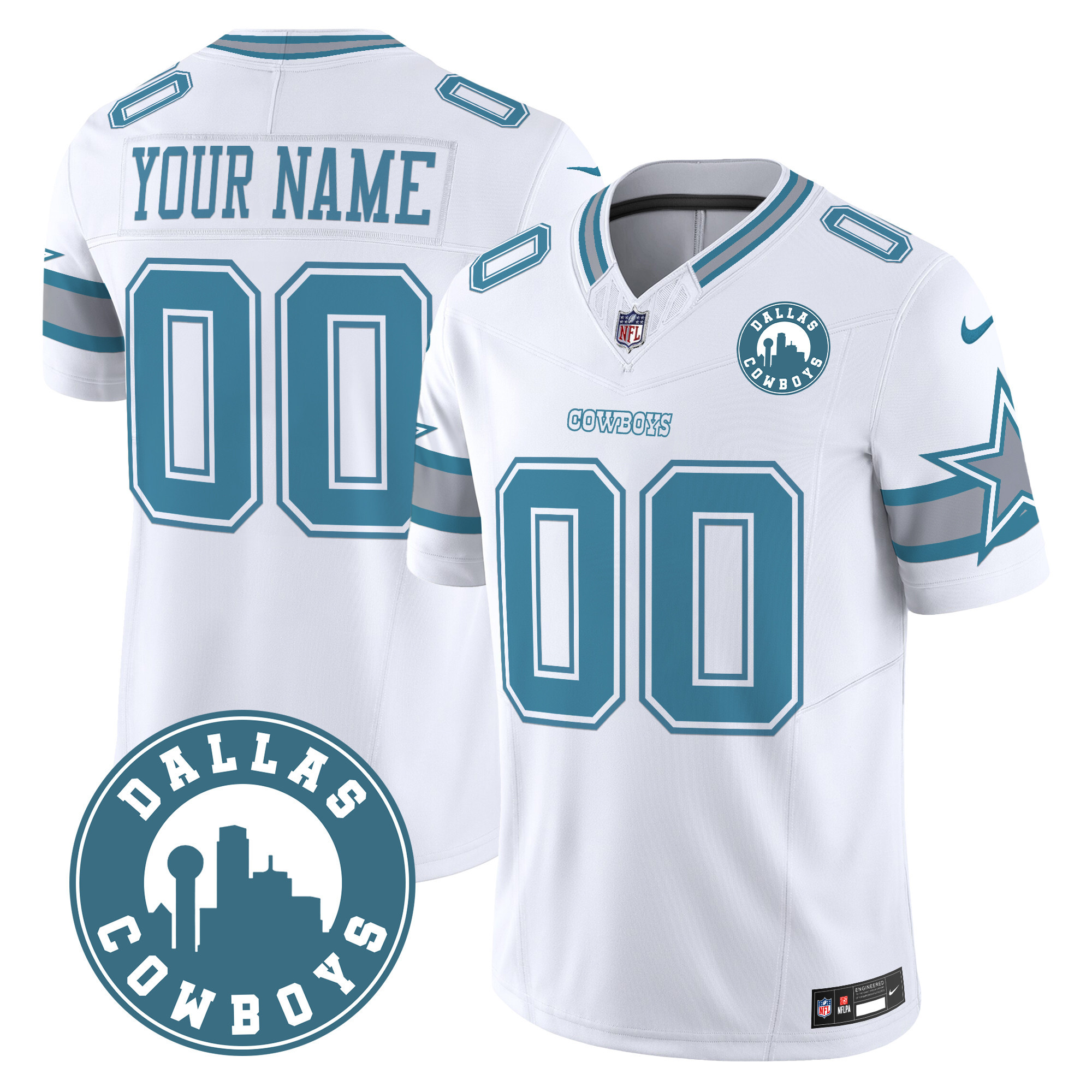 Men's Dallas Cowboys "Dallas City" Patch Vapor Limited Custom Heritage Jersey - All Stitched