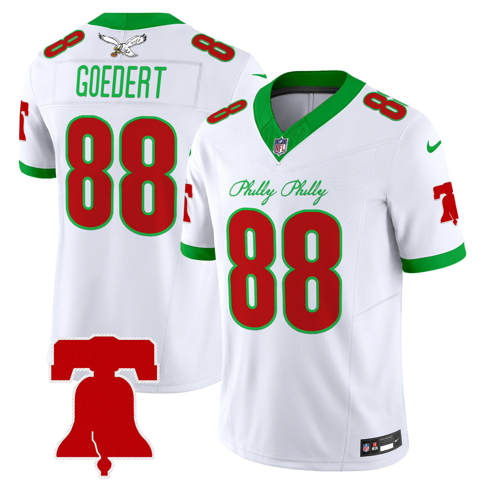 Men's Dallas Goedert Philadelphia Eagles Philly Phanatic Style Vapor Limited Kelly White Jersey - All Stitched