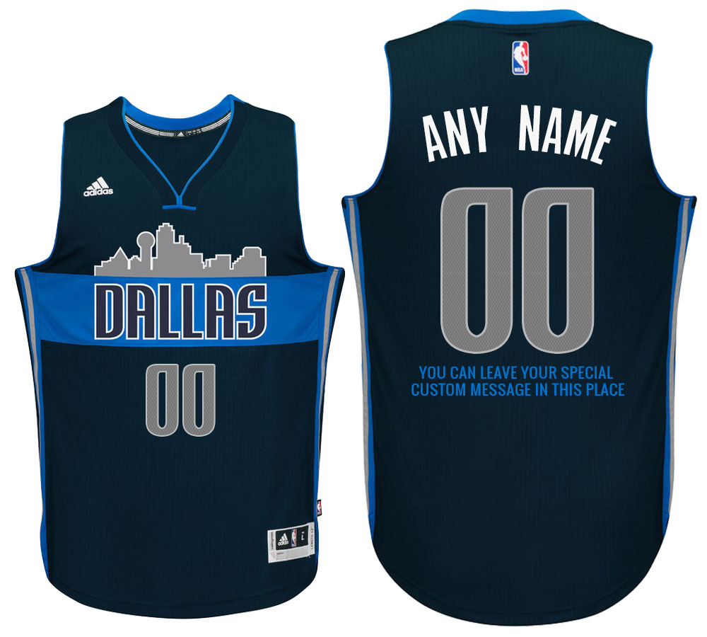 Mens Dallas Mavericks Alternate Navy Custom Message Jersey