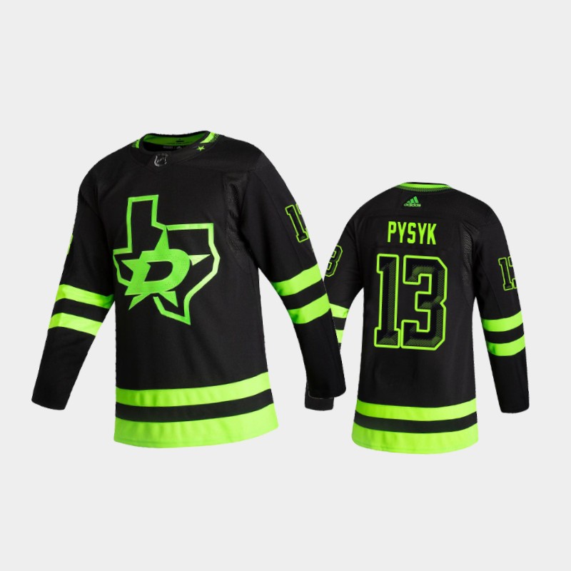 Men's Dallas Stars Mark Pysyk #13 Alternate Black 2020-21 Blackout Jersey