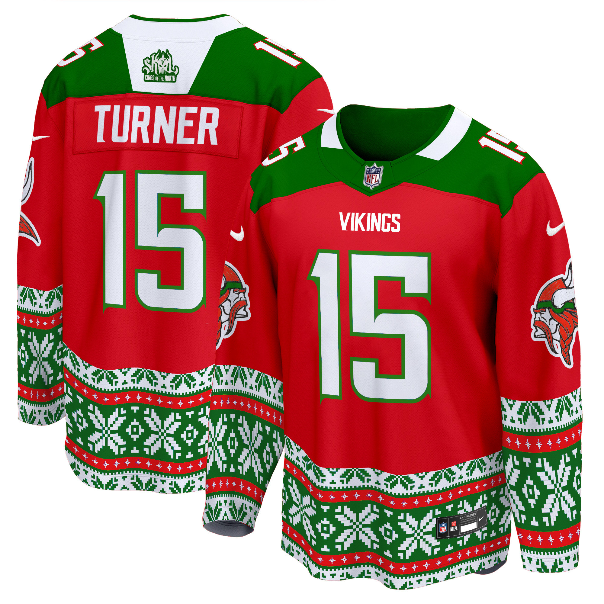Men's Dallas Turner Minnesota Vikings 2024 Christmas Premier Breakaway Red Jersey - All Stitched