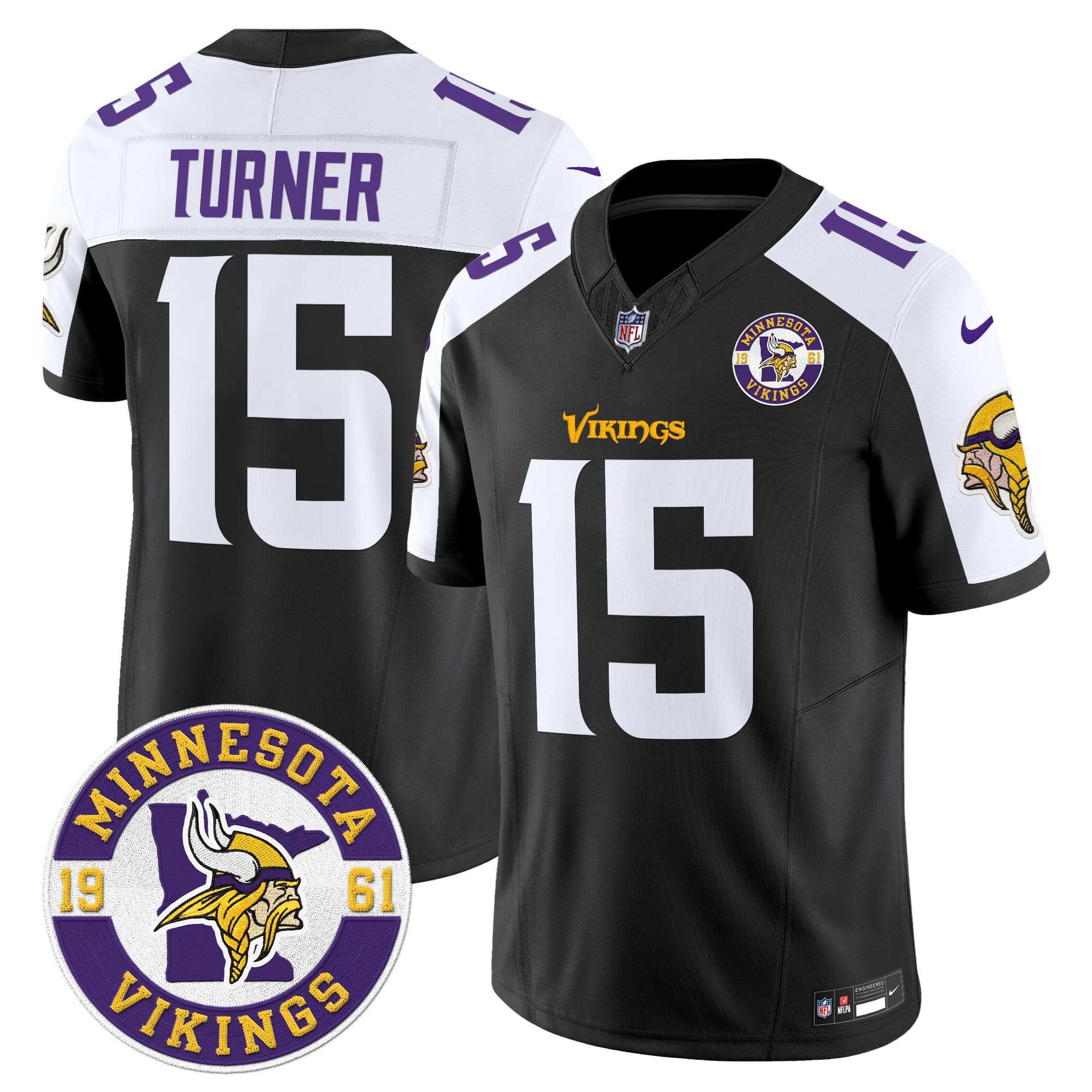 Men's Dallas Turner Minnesota Vikings 2024 Vapor Limited Black Alternate Jersey - All Stitched