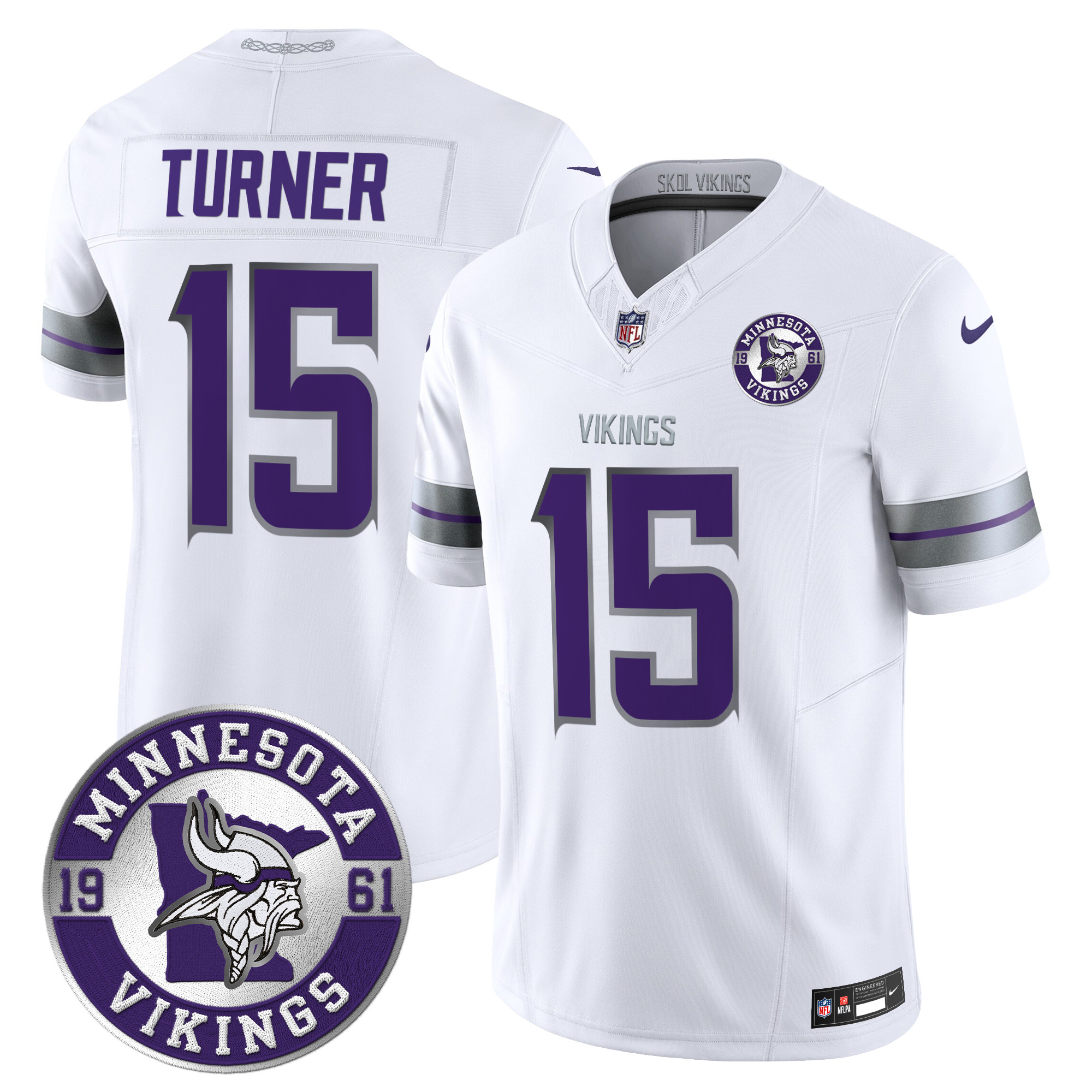 Men's Dallas Turner Minnesota Vikings 2024 Vapor Limited White Jersey - All Stitched