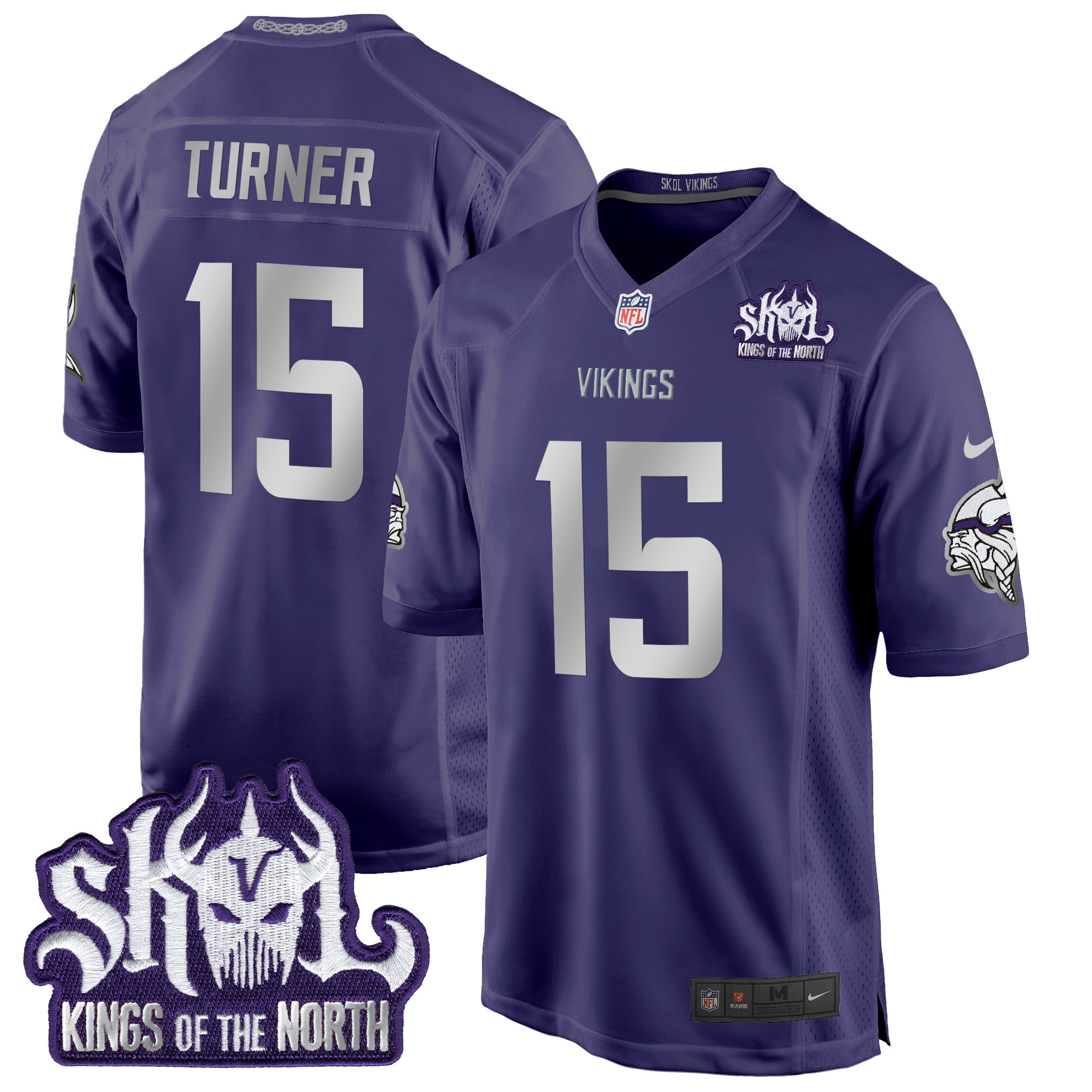 Men's Dallas Turner Minnesota Vikings 2024 Winter Warrior Skol Patch Game Purple Jersey - All Stitched