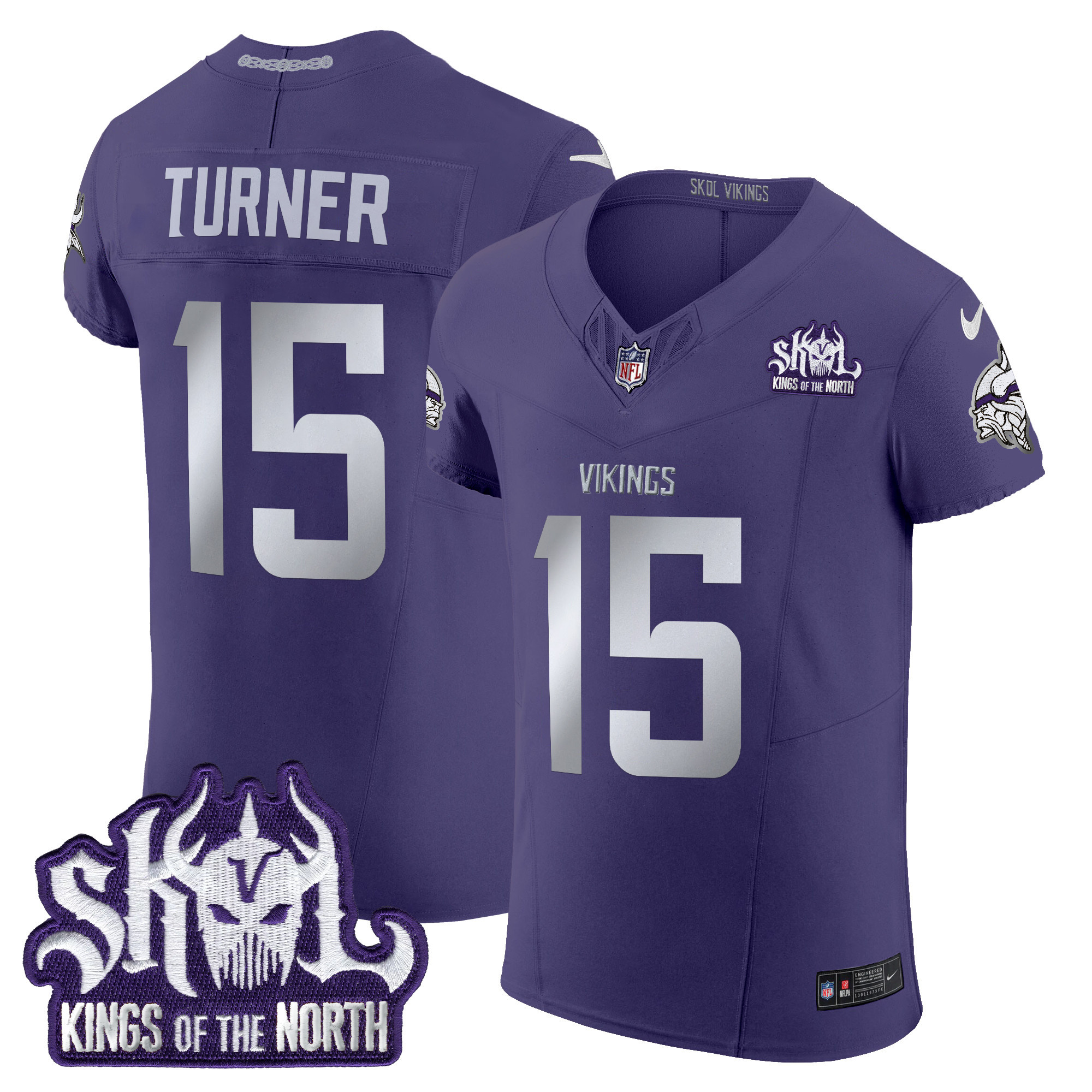 Men's Dallas Turner Minnesota Vikings 2024 Winter Warrior Skol Patch Vapor Elite Purple Jersey - All Stitched