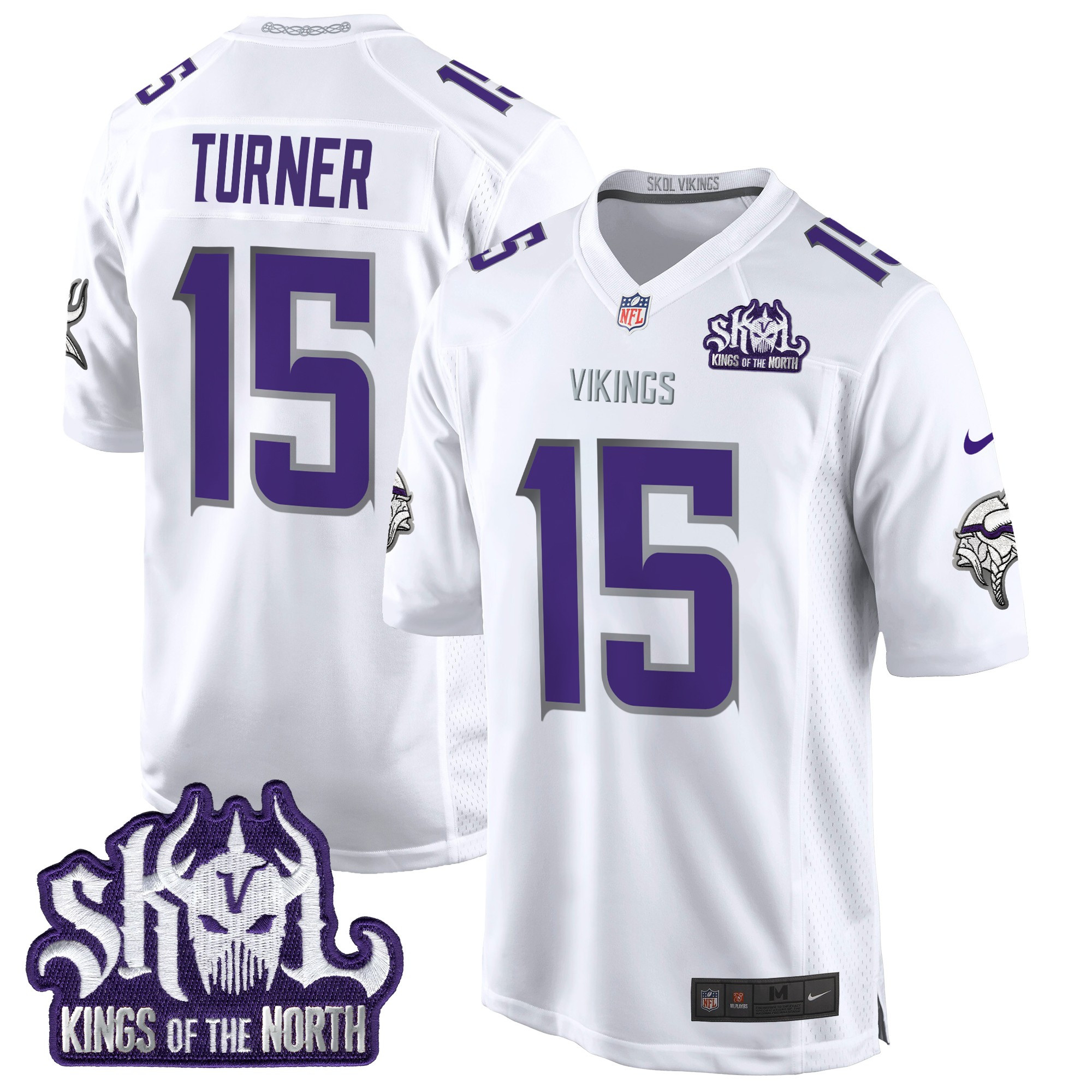 Men's Dallas Turner Minnesota Vikings King Of The North Patch Game Winter Warrior Jersey - All Stitched