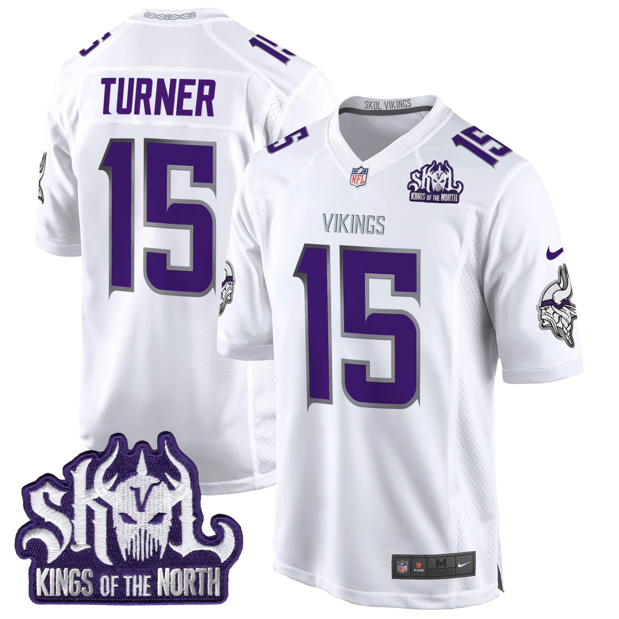 Men's Dallas Turner Minnesota Vikings King Of The North Patch Throwback Game Winter Warrior Jersey - All Stitched
