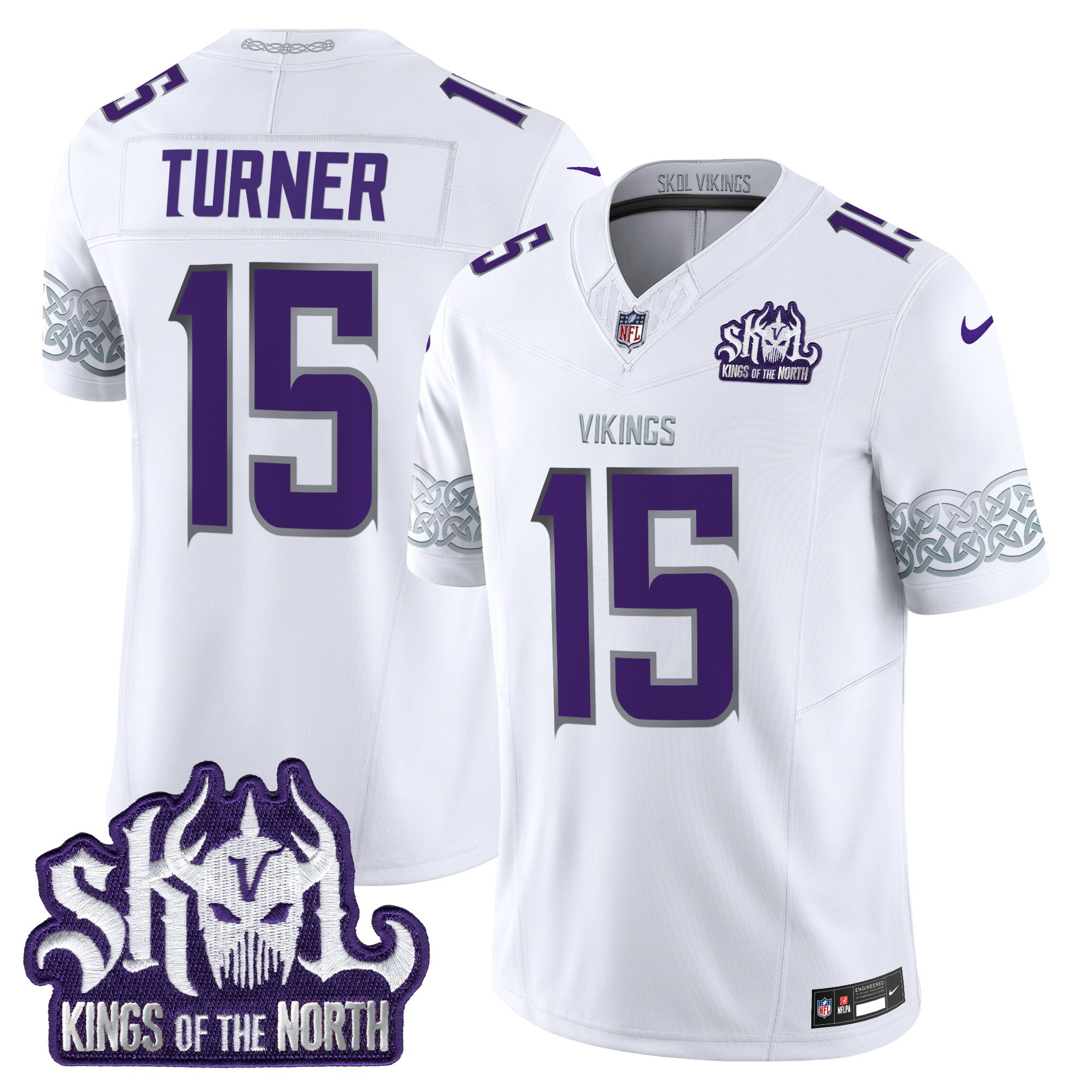 Men's Dallas Turner Minnesota Vikings King Of The North Patch Throwback Vapor Limited Winter Warrior Jersey - All Stitched