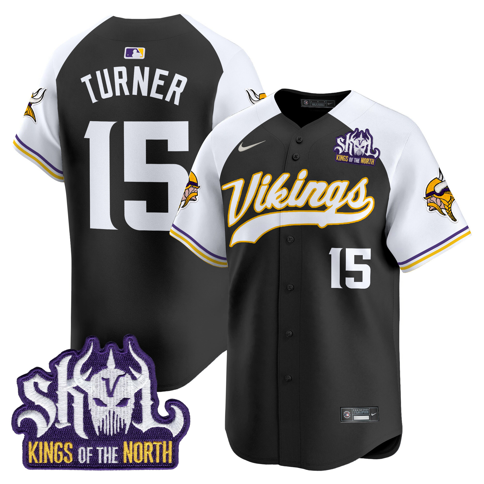 Men's Dallas Turner Minnesota Vikings Kings Of The North Patch Vapor Premier Limited Black Alternate Jersey - All Stitched