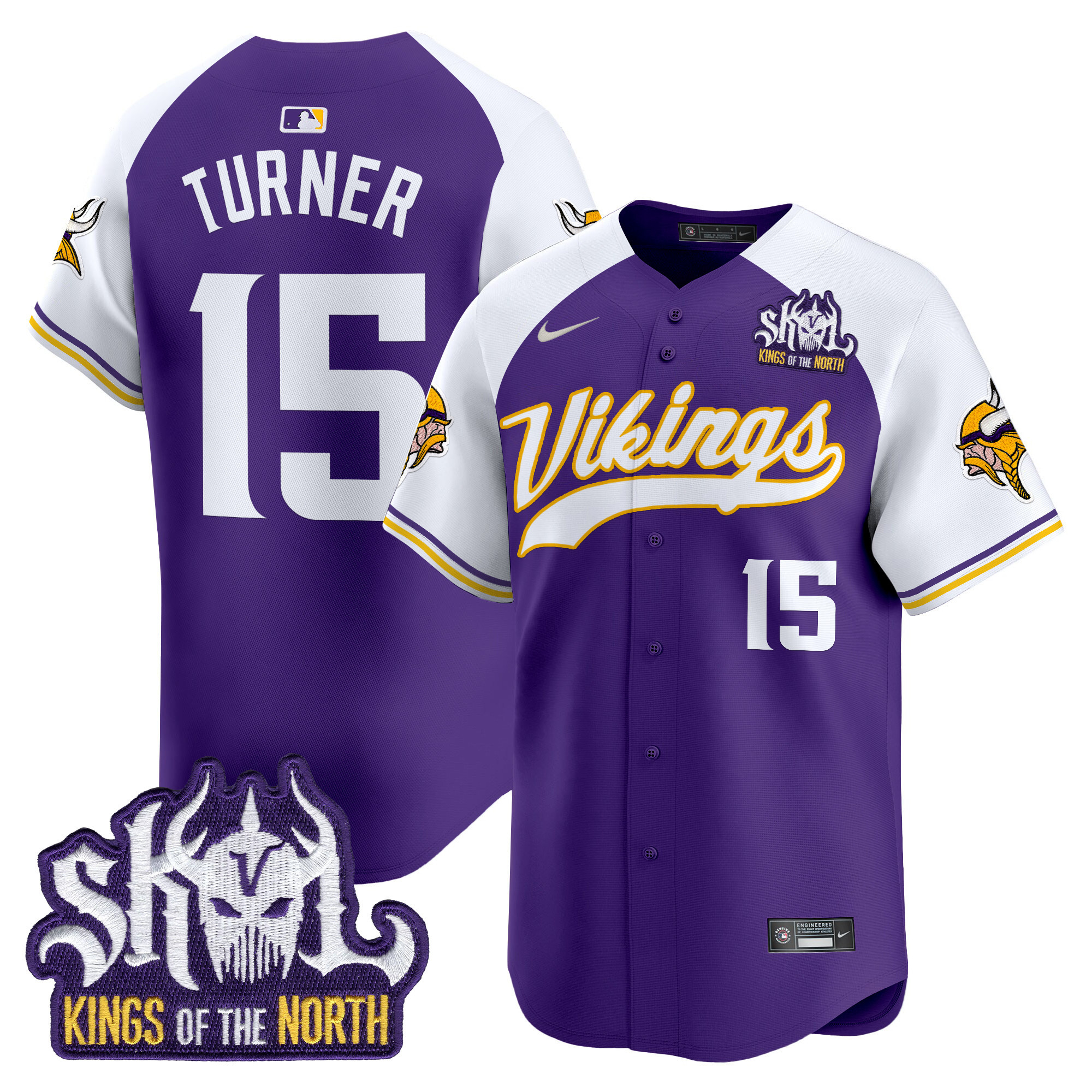 Men's Dallas Turner Minnesota Vikings Kings Of The North Patch Vapor Premier Limited Purple Alternate Jersey - All Stitched