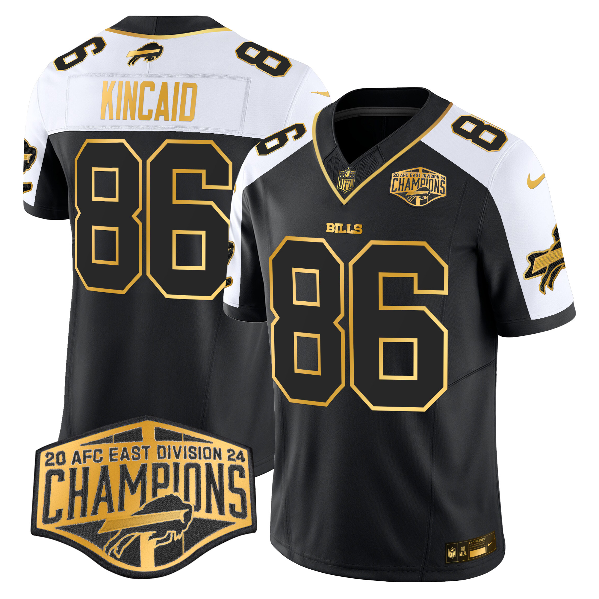 Men's Dalton Kincaid Buffalo Bills 2024 AFC East Division Champions Gold Vapor Limited Alternate Jersey - All Stitched