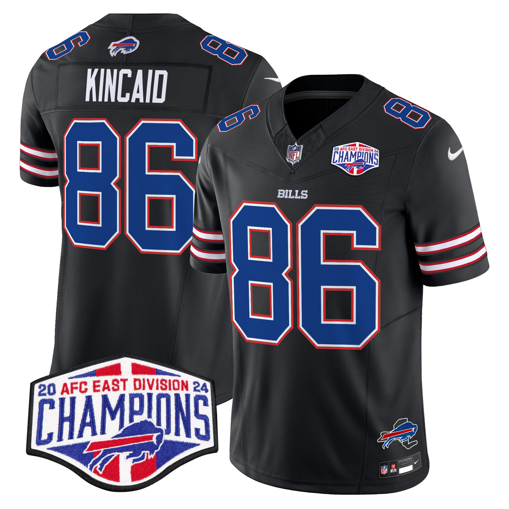 Men's Dalton Kincaid Buffalo Bills 2024 AFC East Division Champions Vapor Limited Black Jersey - All Stitched