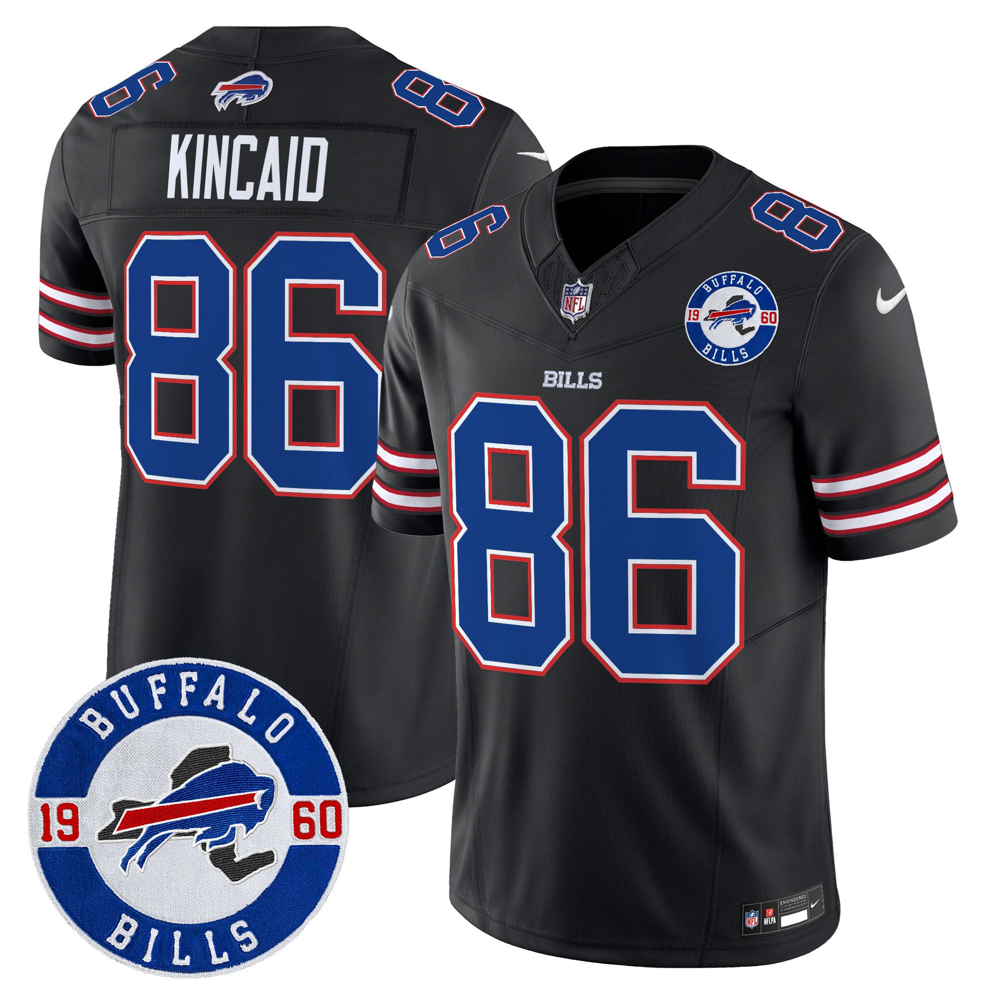 Men's Dalton Kincaid Buffalo Bills 2024 Vapor Limited Black Jersey - All Stitched