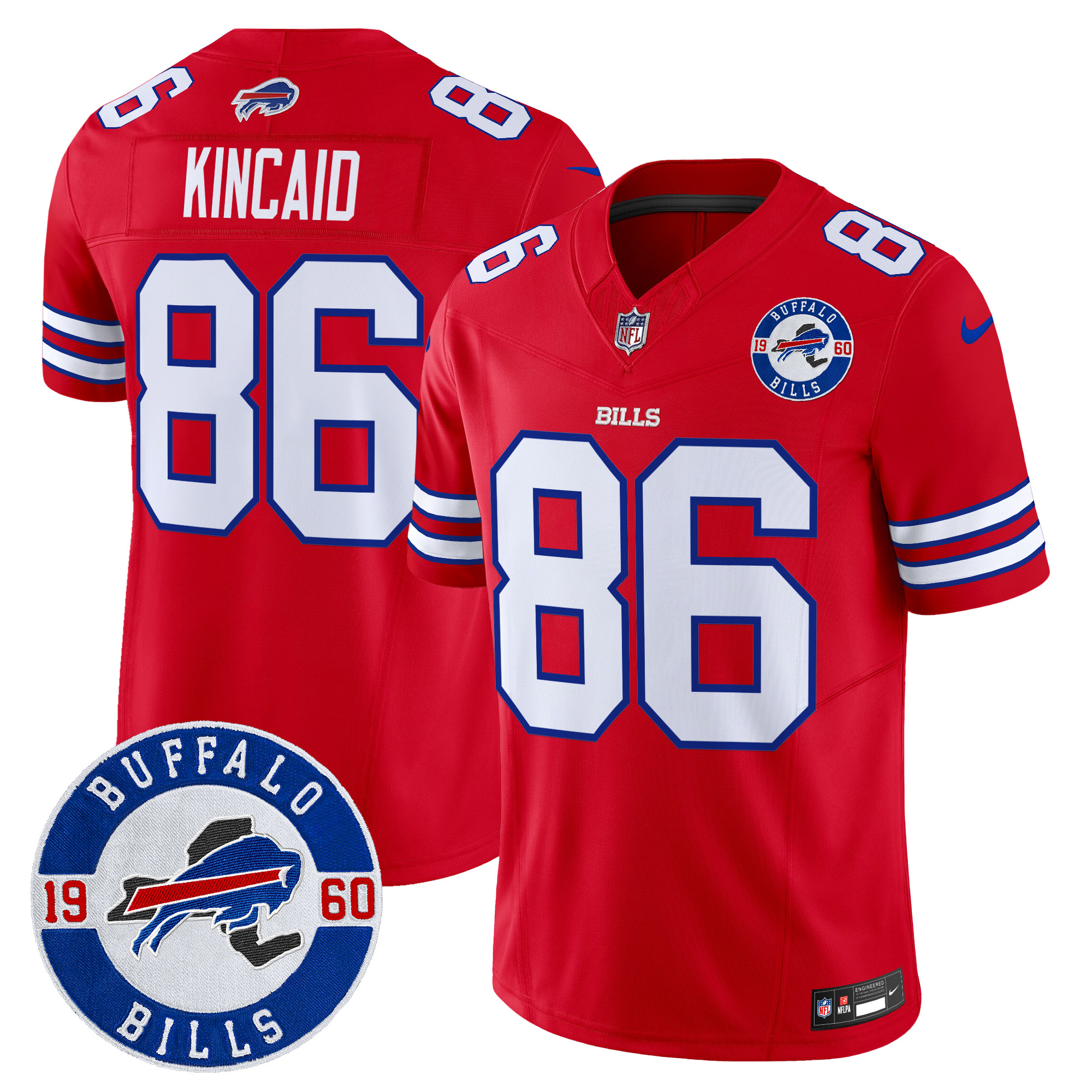Men's Dalton Kincaid Buffalo Bills 2024 Vapor Limited Red Jersey - All Stitched