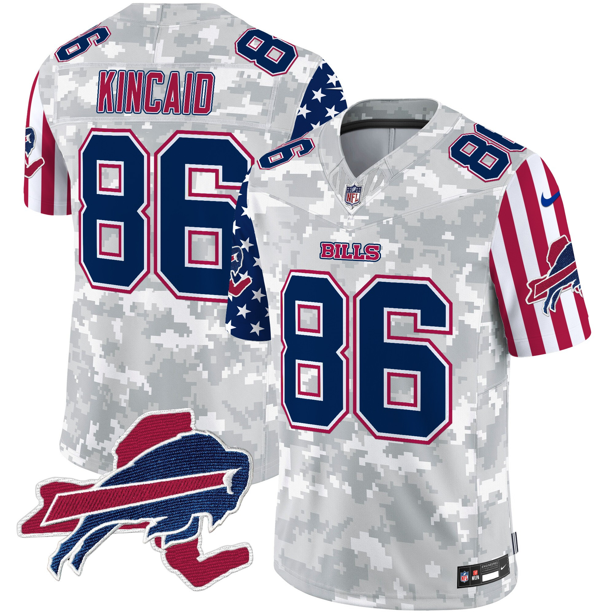 Men's Dalton Kincaid Buffalo Bills American Style Vapor Limited Arctic Camo Jersey - All Stitched