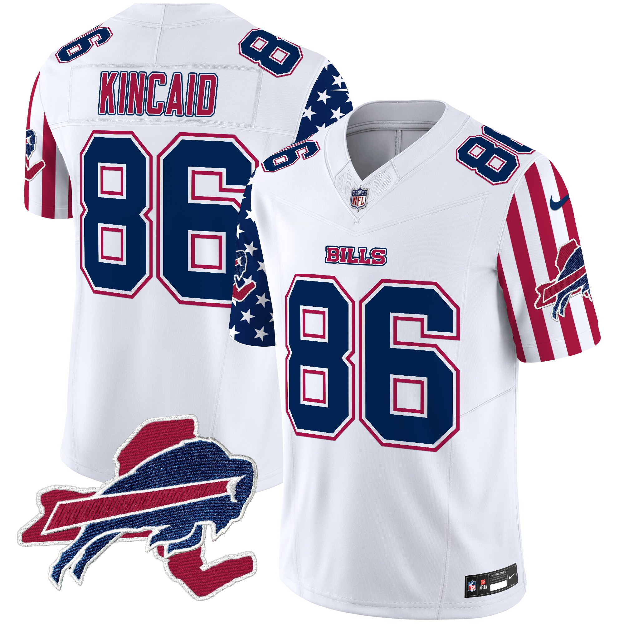 Men's Dalton Kincaid Buffalo Bills American Style Vapor Limited White Jersey - All Stitched