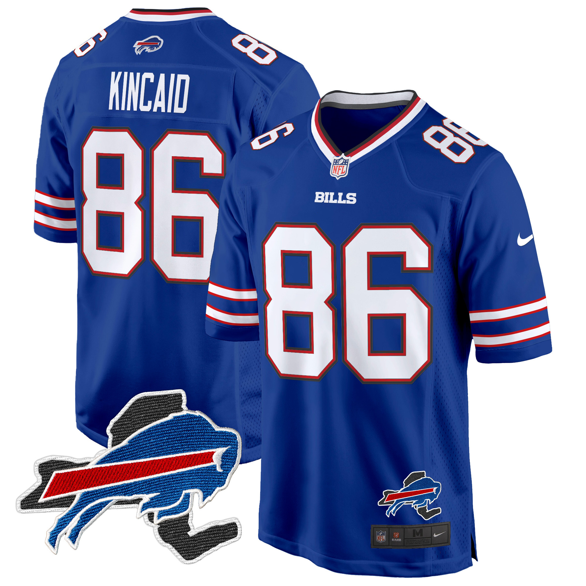 Men's Dalton Kincaid Buffalo Bills New York Patch Game Royal Jersey - All Stitched