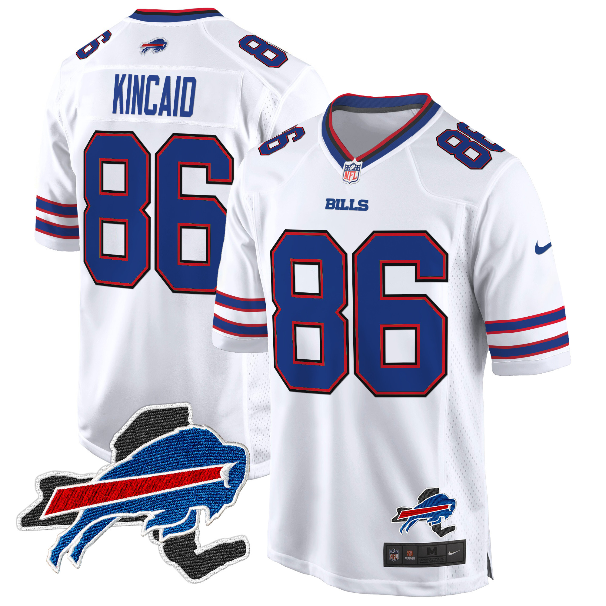 Men's Dalton Kincaid Buffalo Bills New York Patch Game White Jersey - All Stitched