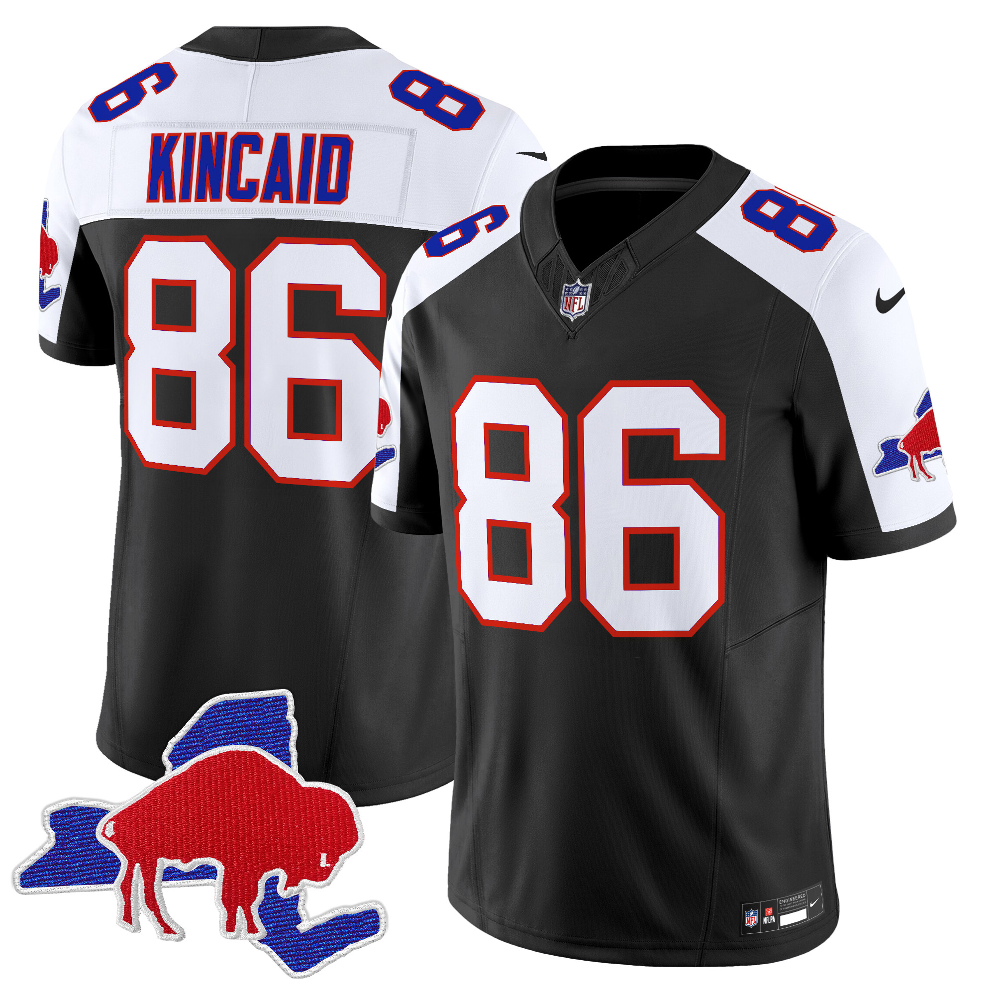 Men's Dalton Kincaid Buffalo Bills Throwback 2024 Vapor Limited Black Alternate Jersey - All Stitched