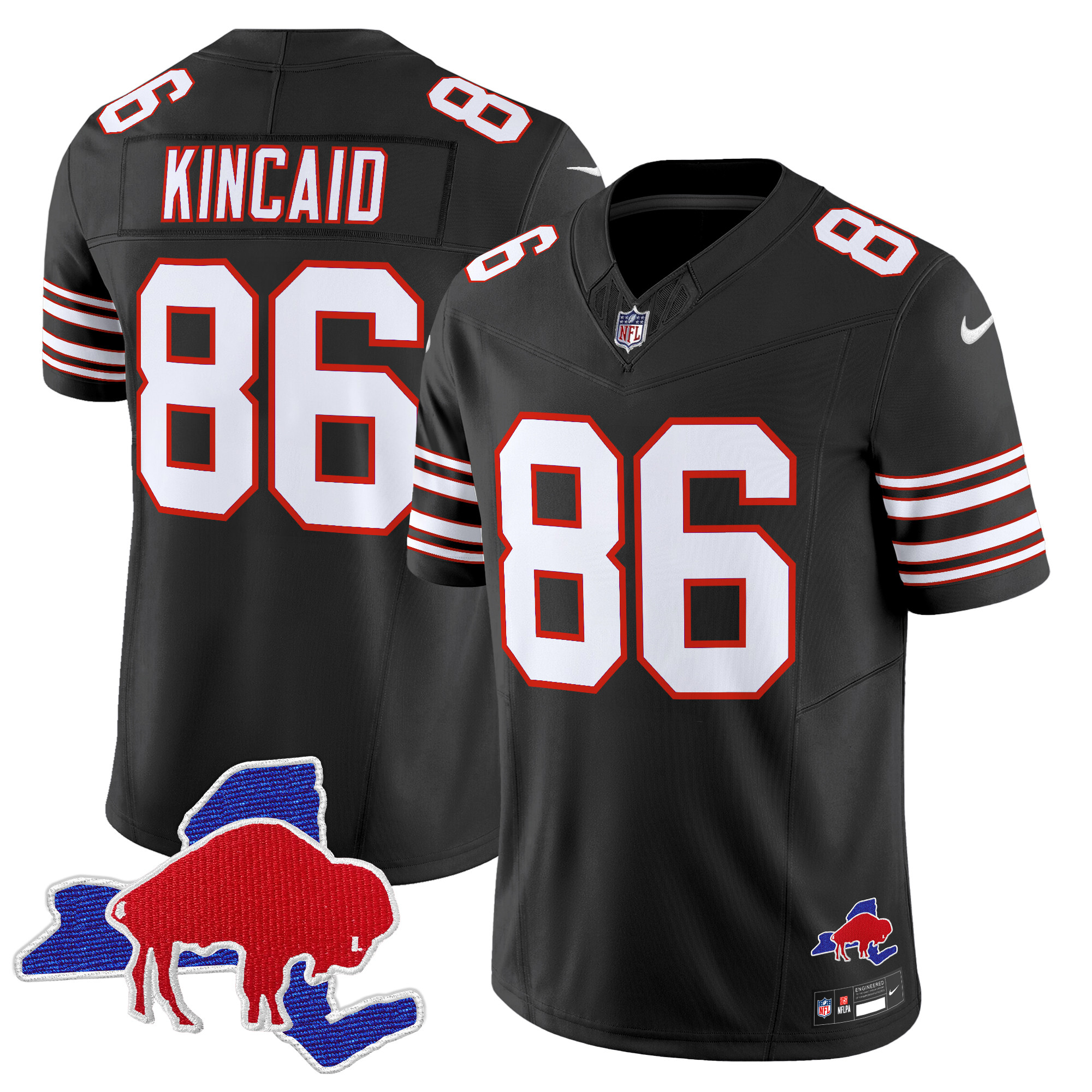 Men's Dalton Kincaid Buffalo Bills Throwback 2024 Vapor Limited Black Jersey - All Stitched