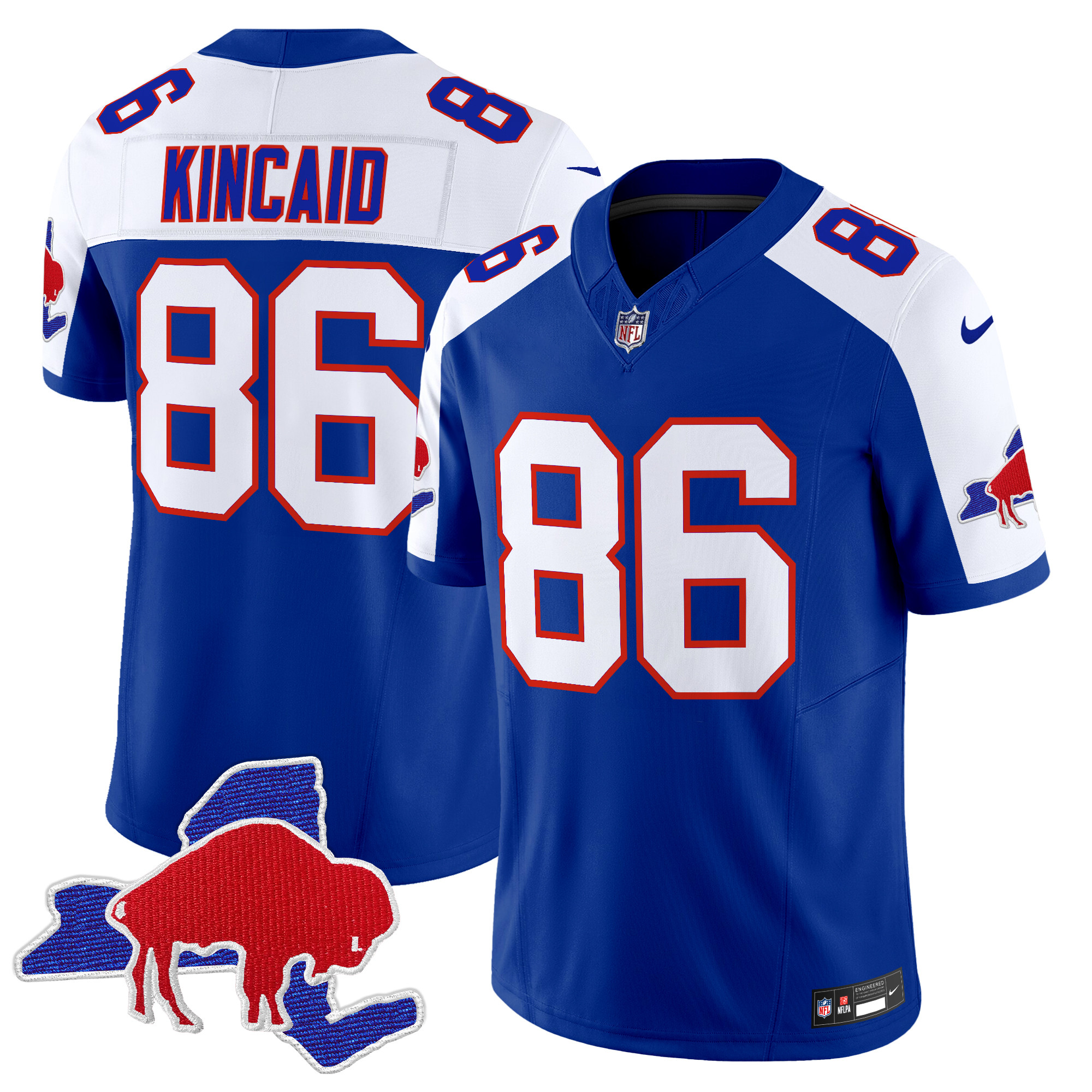 Men's Dalton Kincaid Buffalo Bills Throwback 2024 Vapor Limited Royal Alternate Jersey - All Stitched