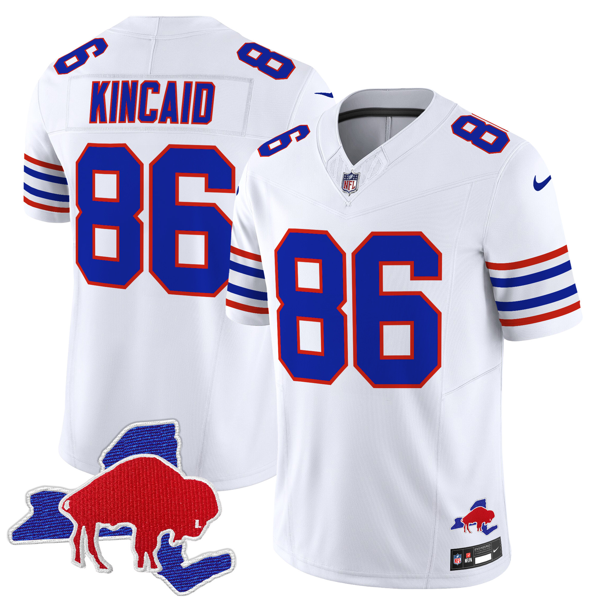 Men's Dalton Kincaid Buffalo Bills Throwback 2024 Vapor Limited White Jersey - All Stitched