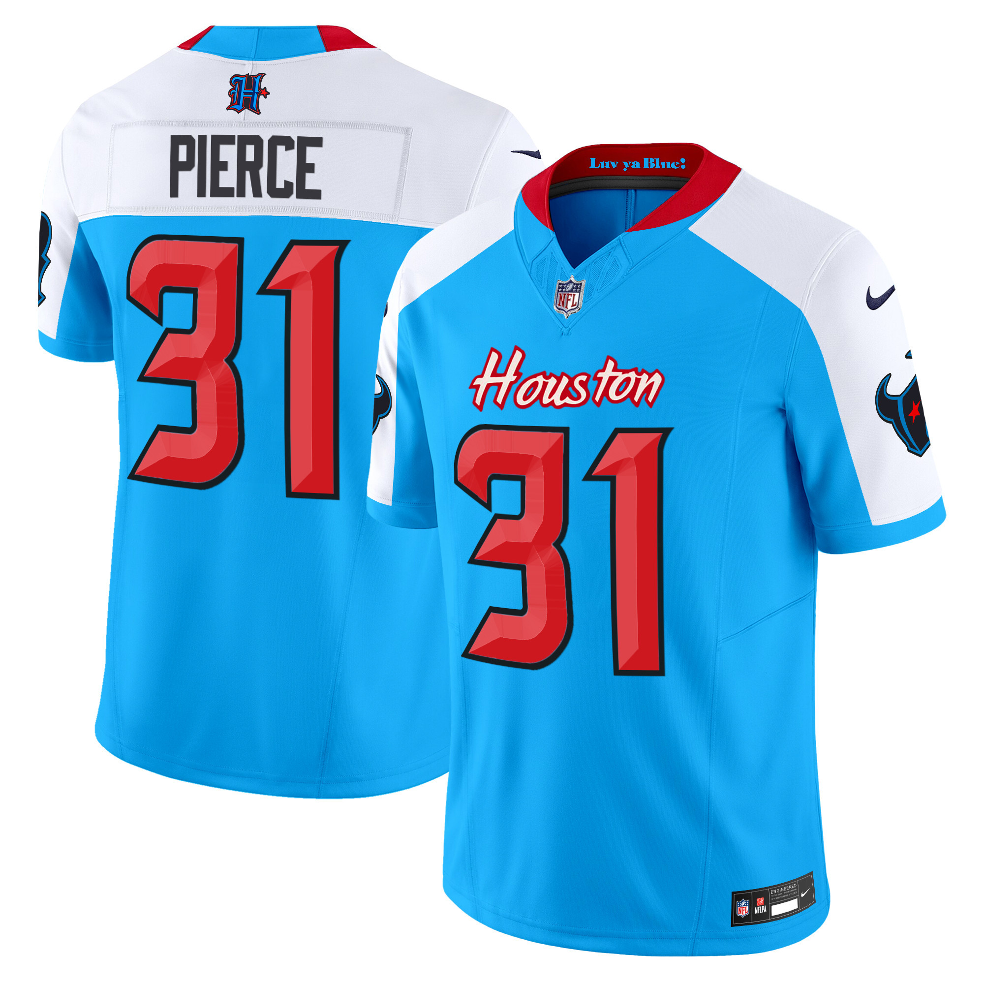 Men's Dameon Pierce Houston Texans 2024 Vapor Limited Blue Alternate Jersey V4 - All Stitched
