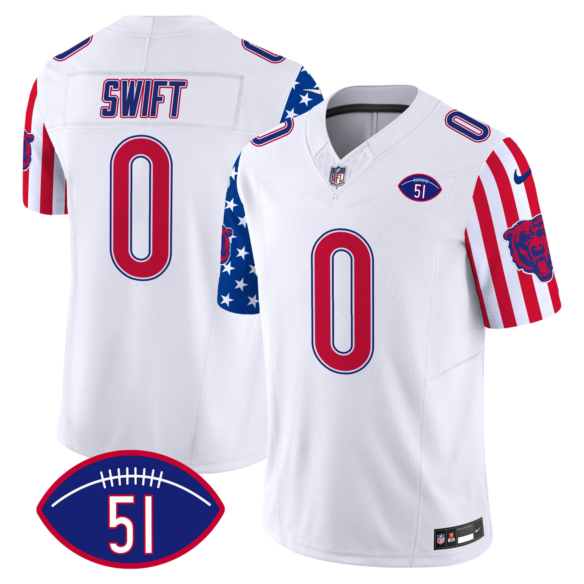 Men's D'Andre Swift Chicago Bears American Style Vapor Limited White Jersey - All Stitched