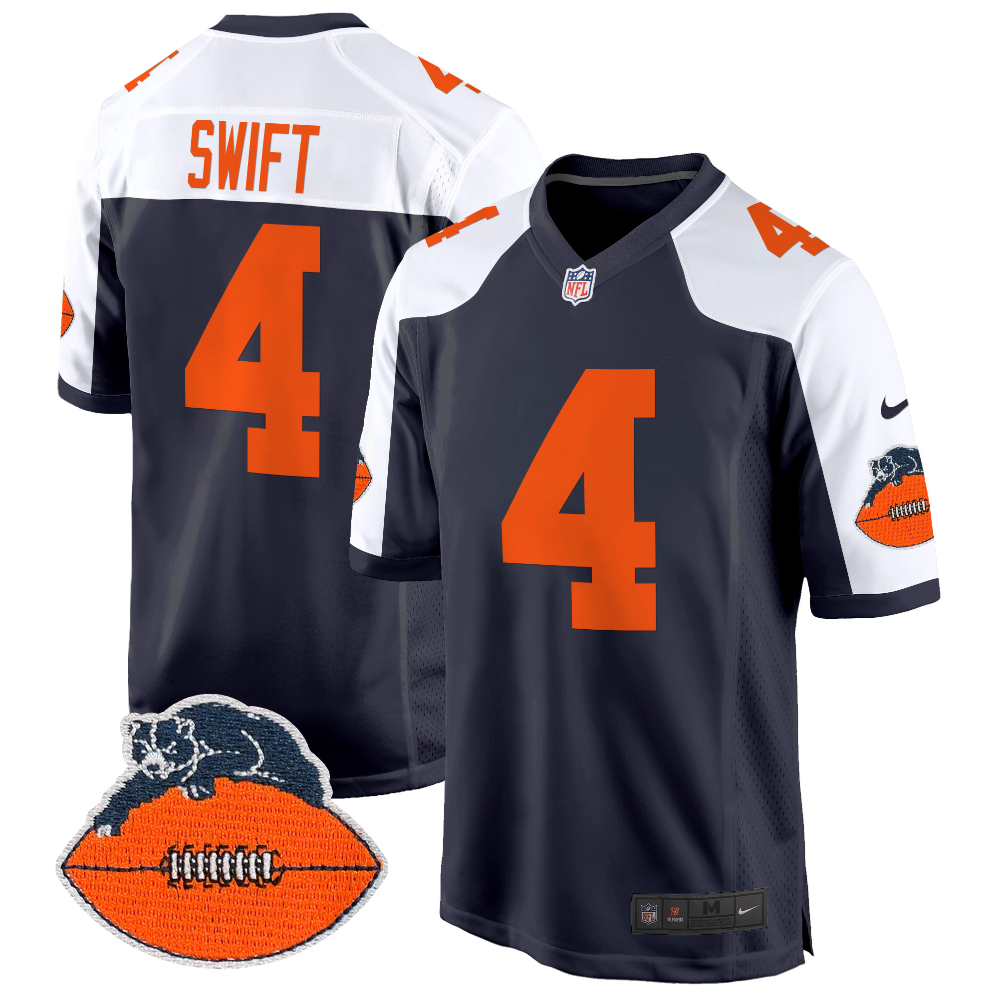 Men's D'Andre Swift Chicago Bears Throwback Game Navy Alternate Jersey - All Stitched
