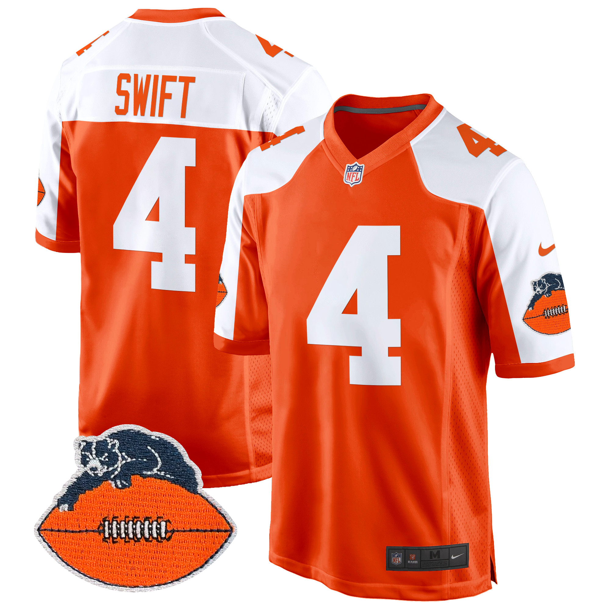 Men's D'Andre Swift Chicago Bears Throwback Game Orange Alternate Jersey - All Stitched