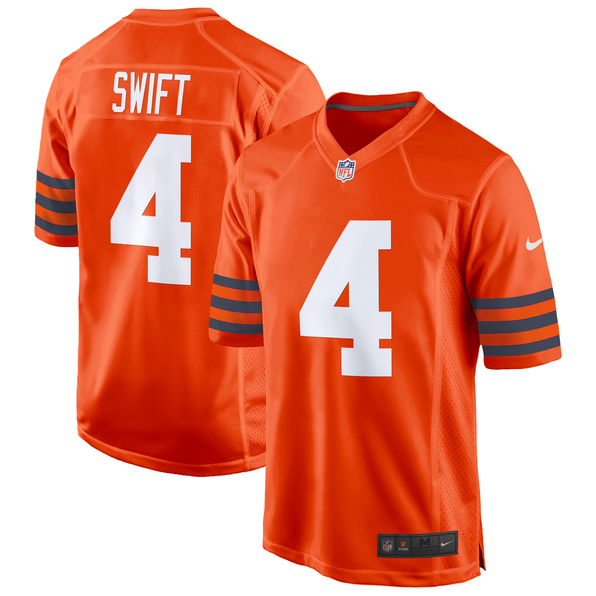 Men's D'Andre Swift Chicago Bears Throwback Game Orange Jersey - All Stitched