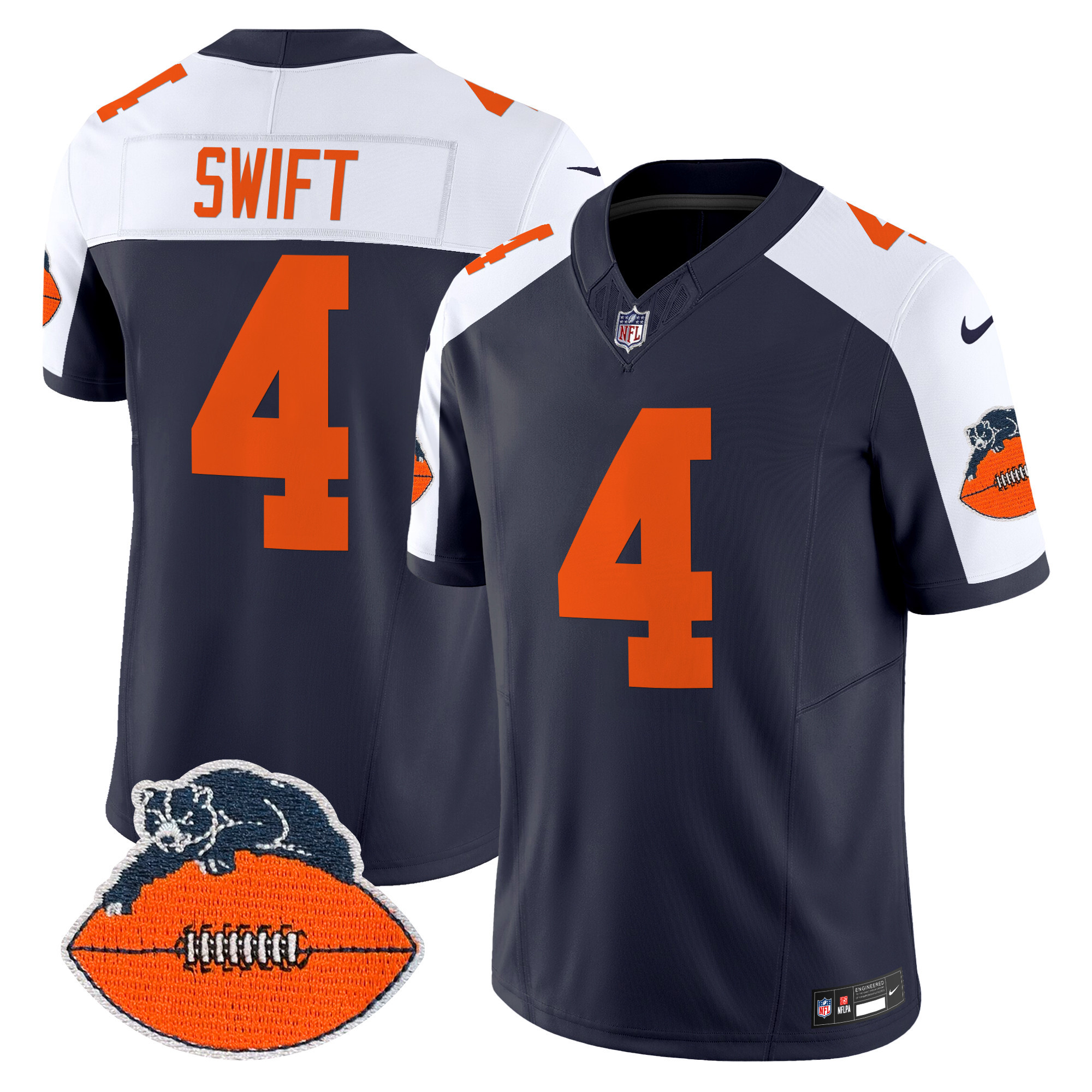 Men's D'Andre Swift Chicago Bears Throwback Vapor Limited Navy Alternate Jersey - All Stitched