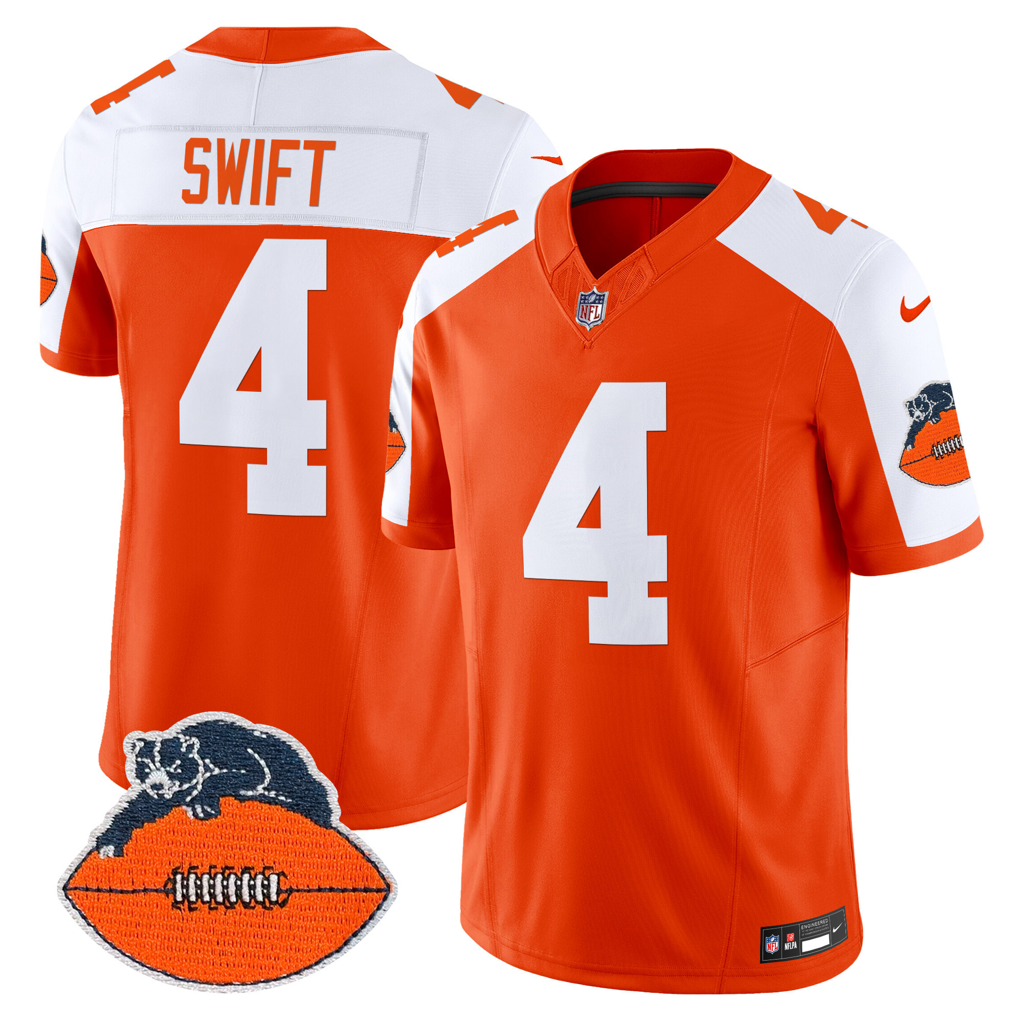 Men's D'Andre Swift Chicago Bears Throwback Vapor Limited Orange Alternate Jersey - All Stitched