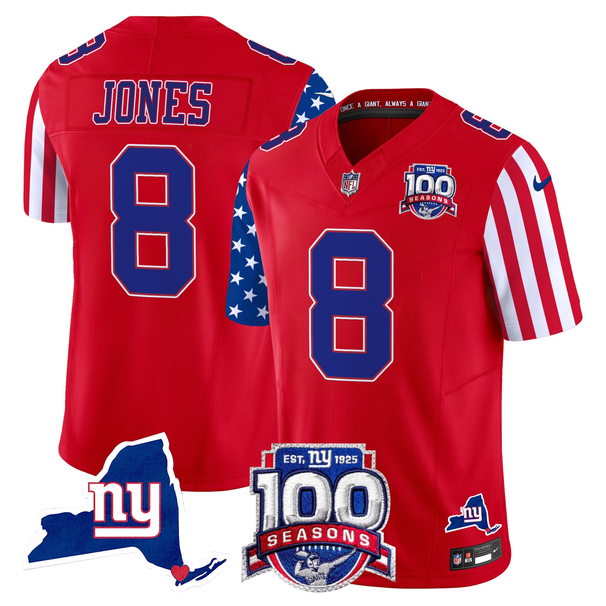 Men's Daniel Jones New York Giants American Style Vapor Limited Red Jersey - All Stitched