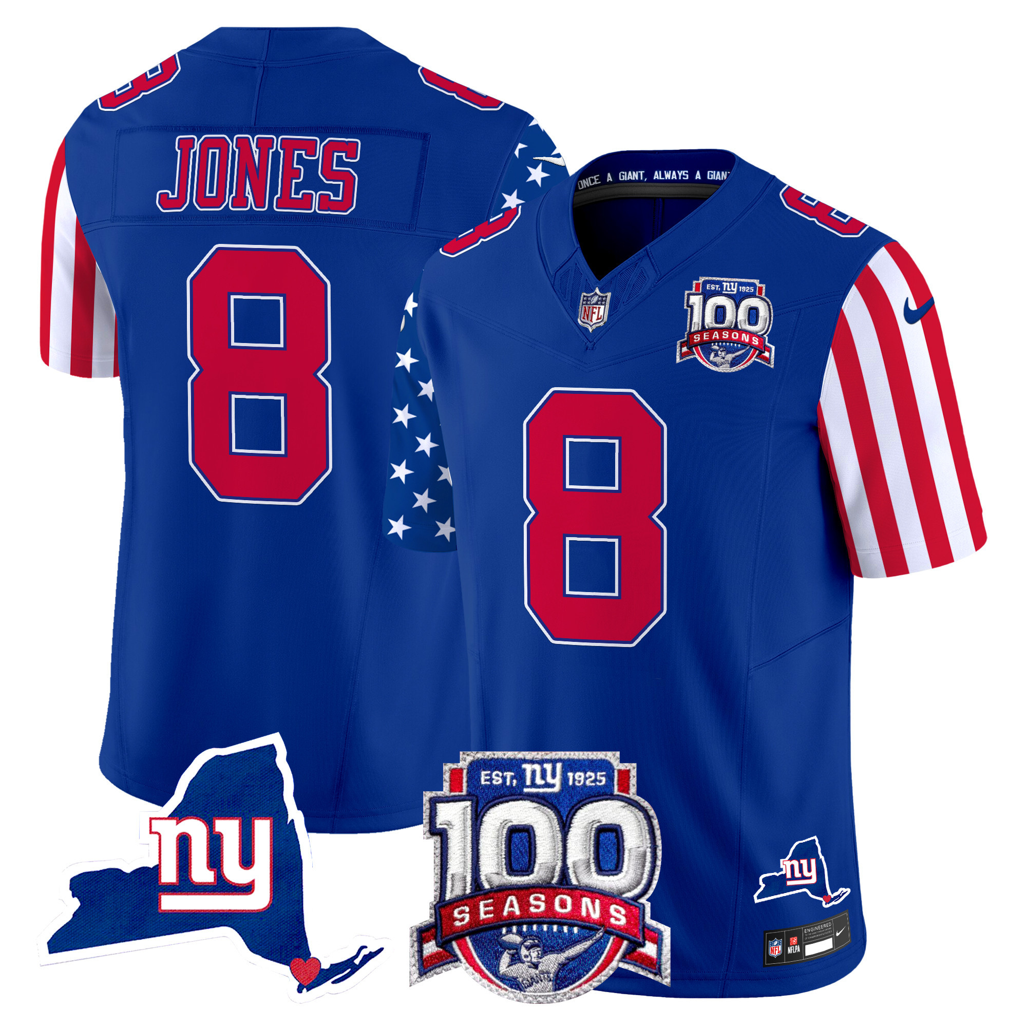 Men's Daniel Jones New York Giants American Style Vapor Limited Royal Jersey - All Stitched