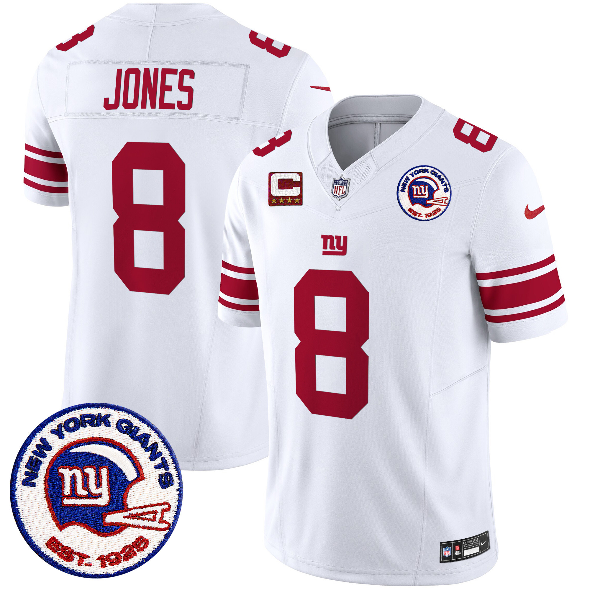 Men's Daniel Jones San Francisco Giants Est 1925 Patch Vapor Limited White Jersey - All Stitched