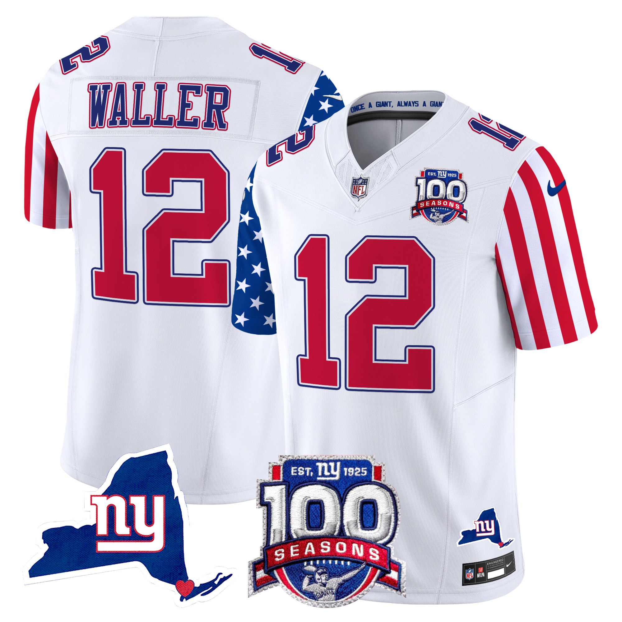 Men's Darren Waller New York Giants American Style Vapor Limited White Jersey - All Stitched