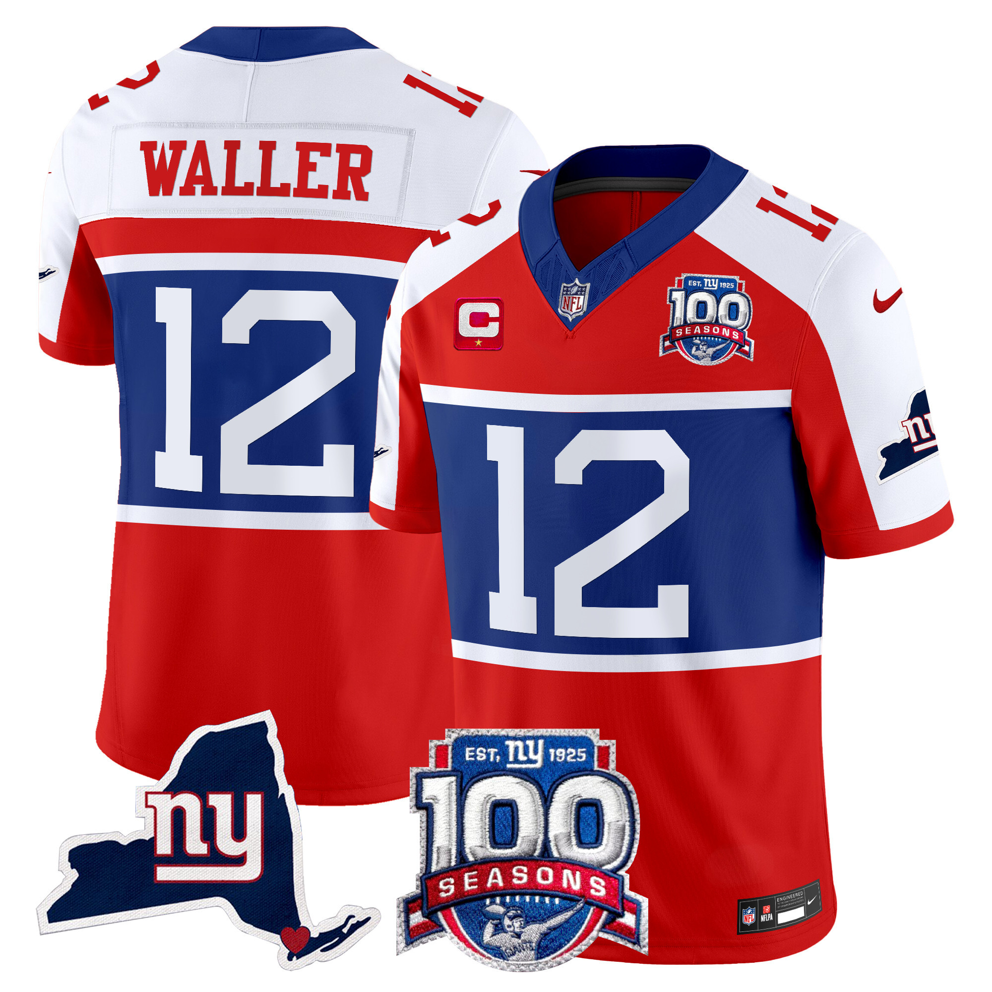 Men's Darren Waller New York Giants 'Century Red' 100th Commemorative Vapor Red Alternate Jersey V2 - All Stitched