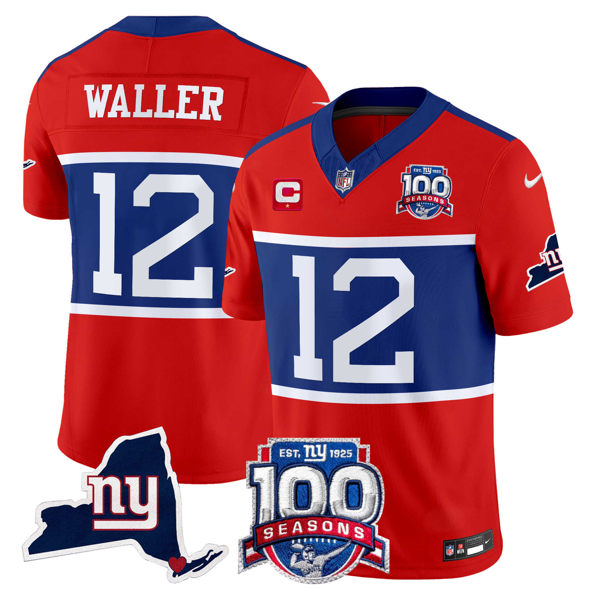 Men's Darren Waller New York Giants 'Century Red' 100th Commemorative Vapor Red Jersey V2 - All Stitched