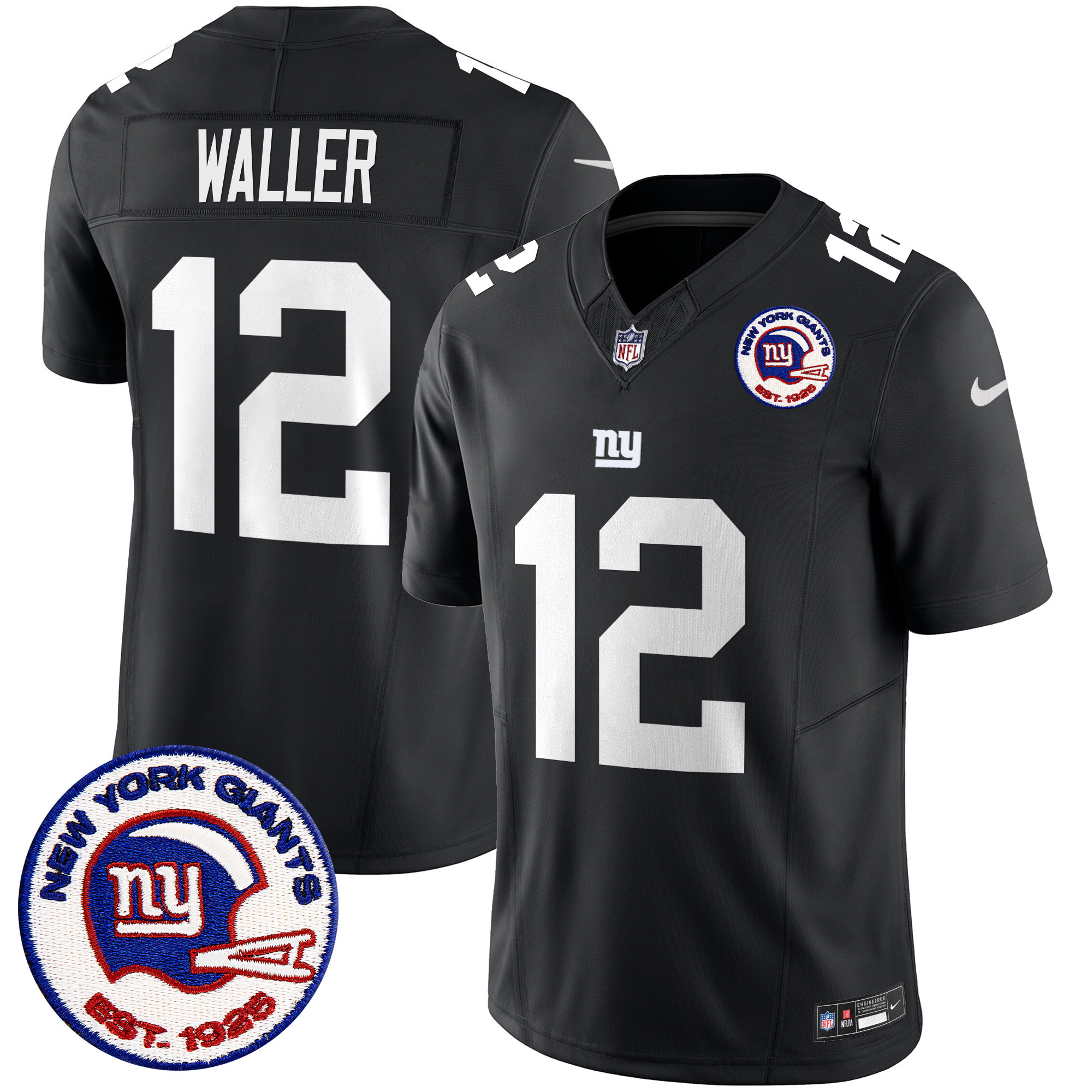 Men's Darren Waller San Francisco Giants Est 1925 Patch Vapor Limited Black Jersey - All Stitched