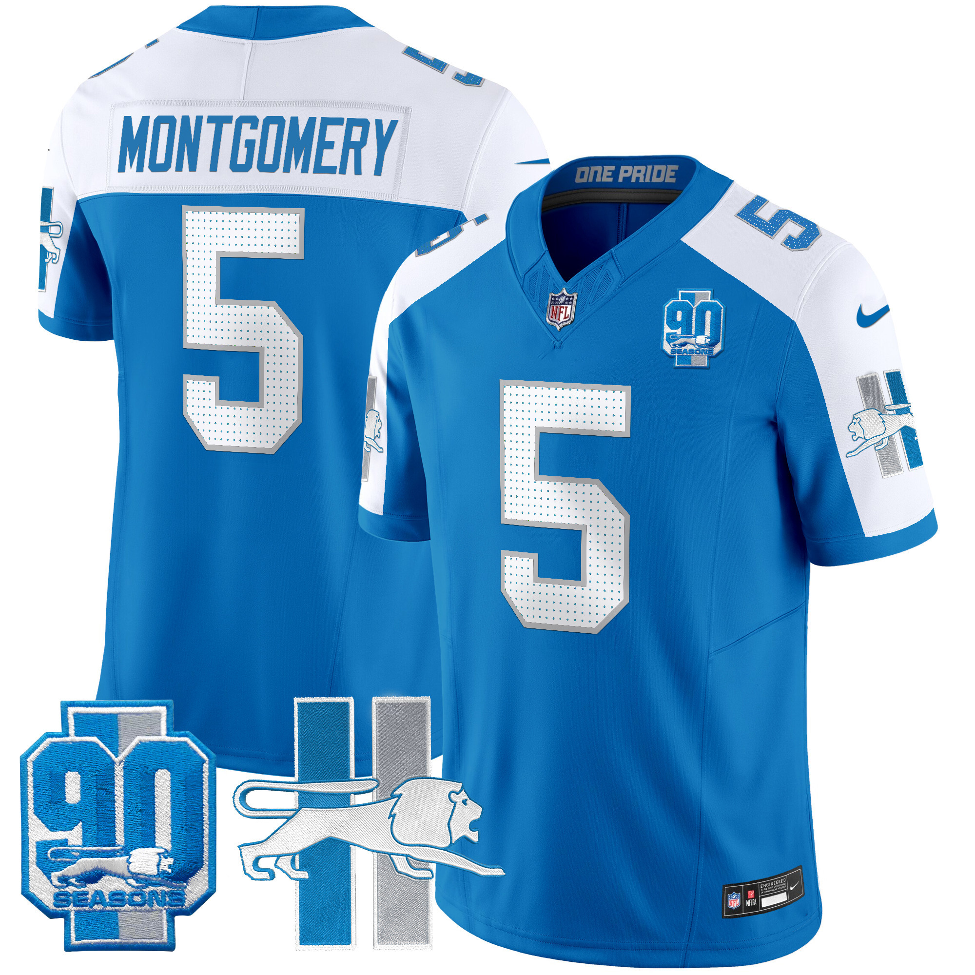 Men's David Montgomery Detroit Lions 1946 Throwback Vapor Limited Blue Alternate Jersey - All Stitched