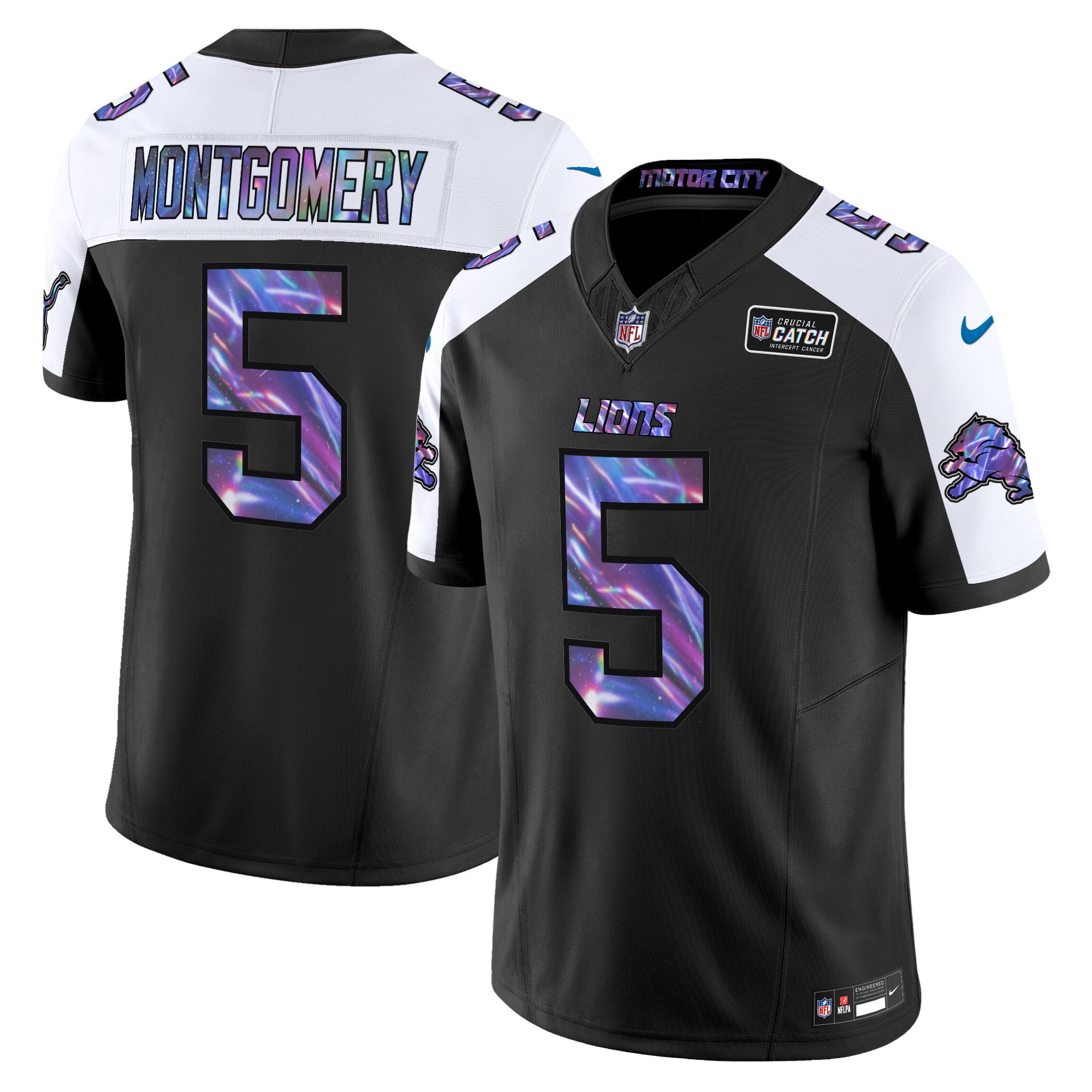 Men's David Montgomery Detroit Lions 2024 Crucial Catch Vapor Limited Black Alternate Jersey - All Stitched
