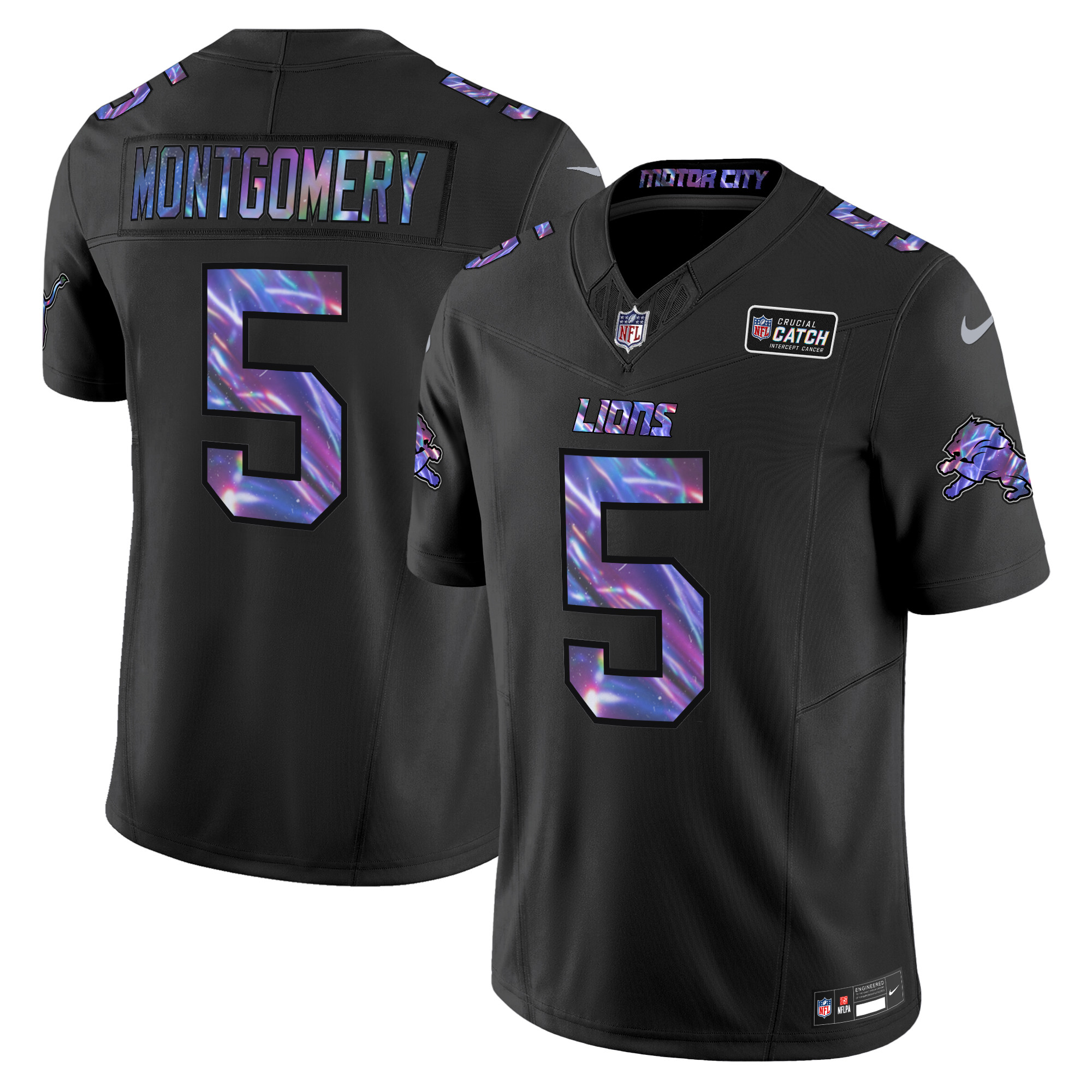 Men's David Montgomery Detroit Lions 2024 Crucial Catch Vapor Limited Black Jersey - All Stitched