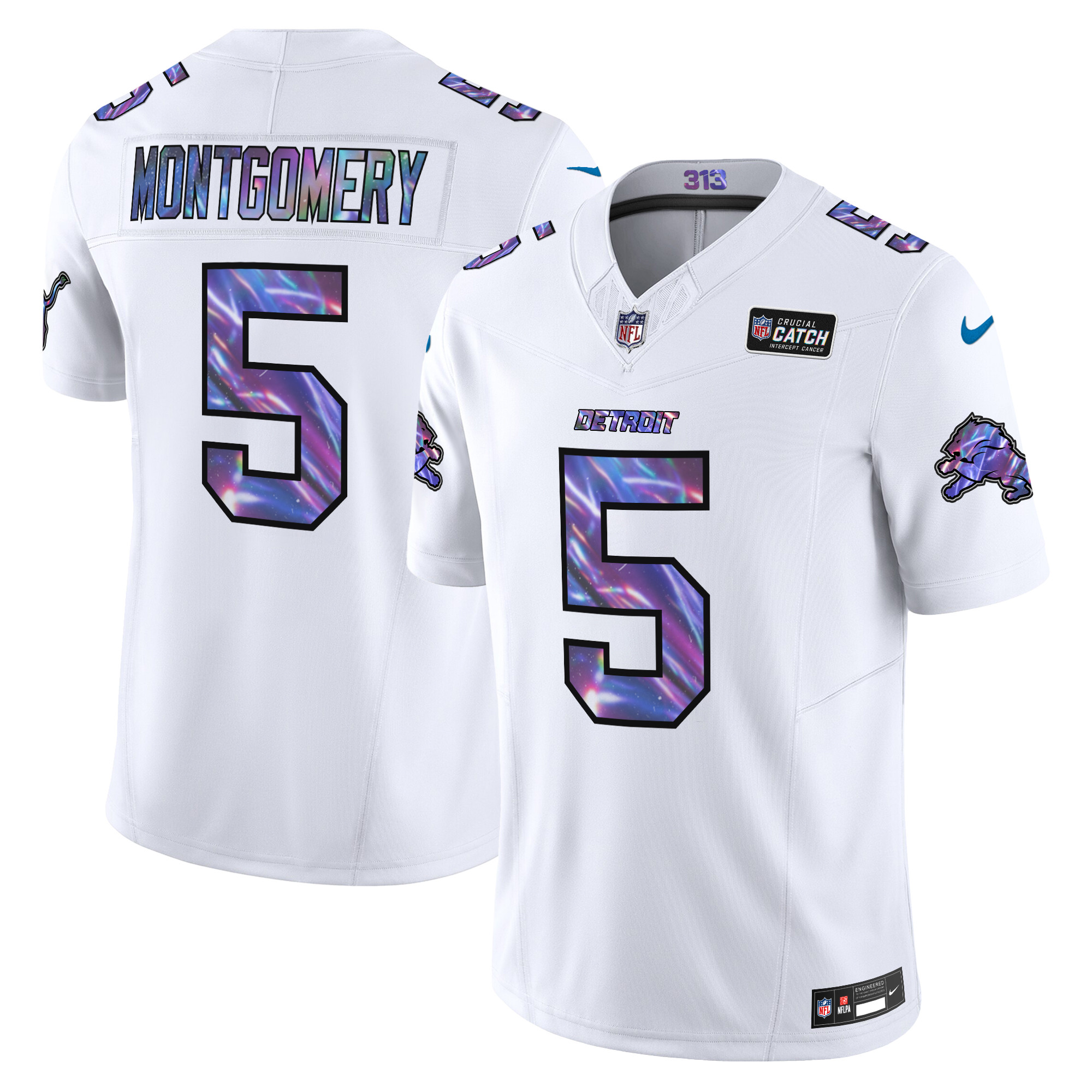 Men's David Montgomery Detroit Lions 2024 Crucial Catch Vapor Limited White Jersey - All Stitched
