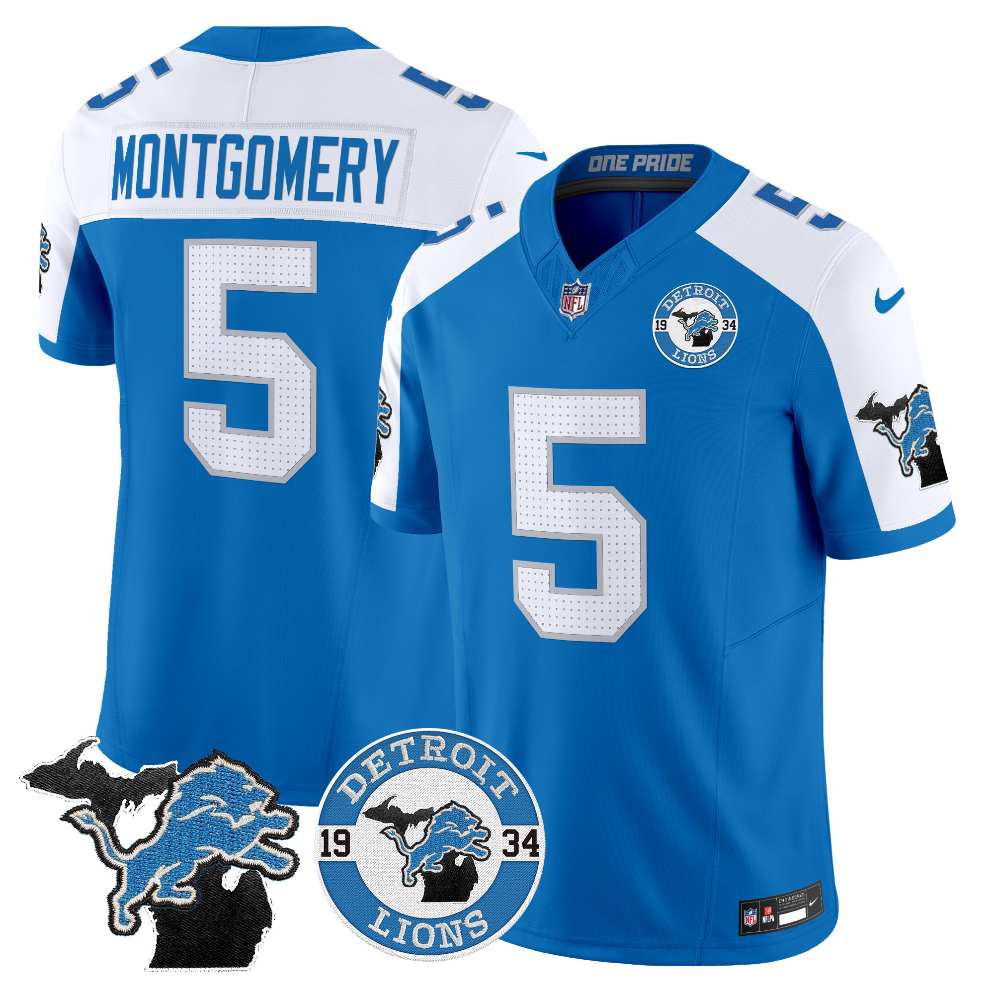 Men's David Montgomery Detroit Lions 2024 Vapor Limited Blue Alternate Jersey - All Stitched