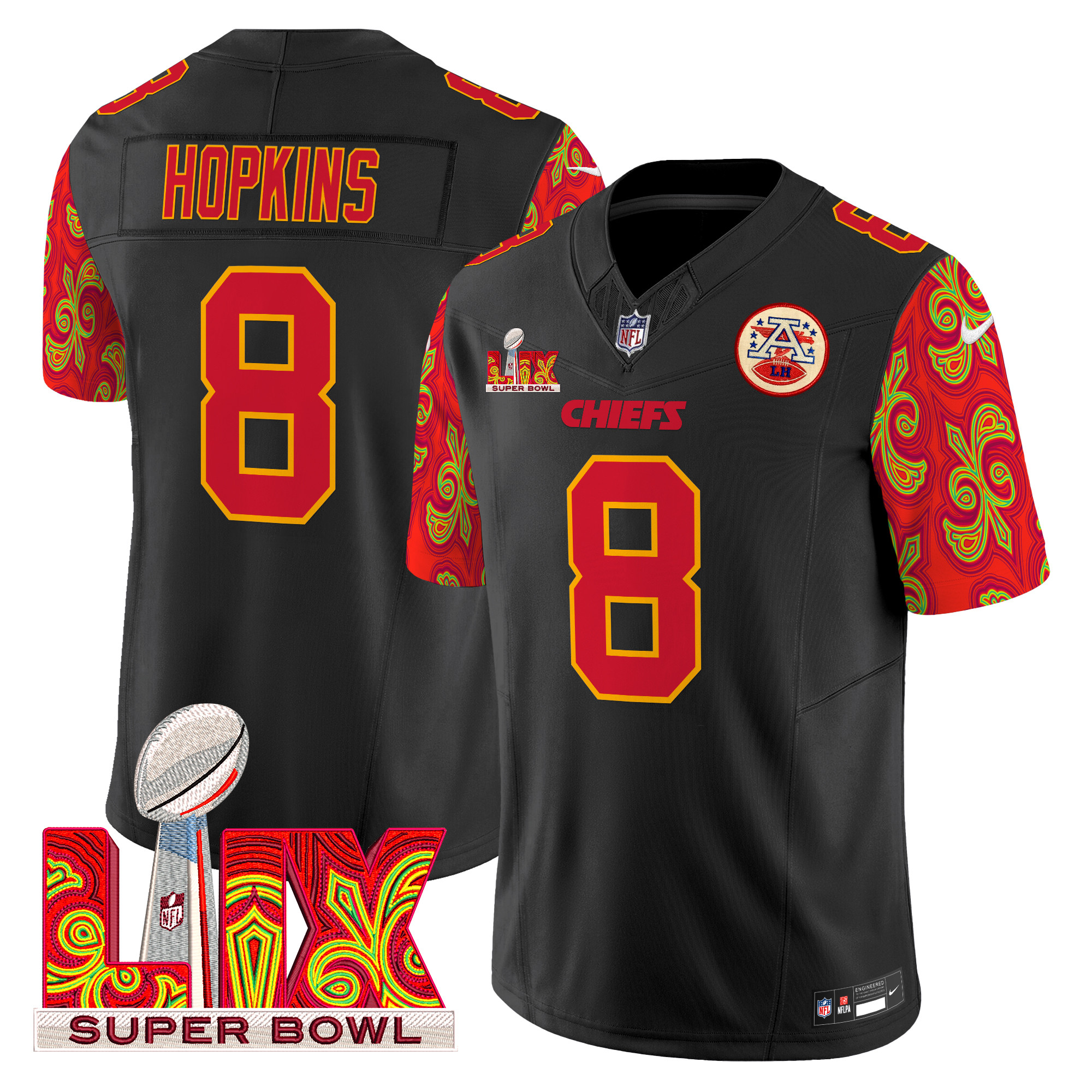 Men's DeAndre Hopkins Kansas City Chiefs Super Bowl LIX Style Vapor Limited Black Jersey - All Stitched